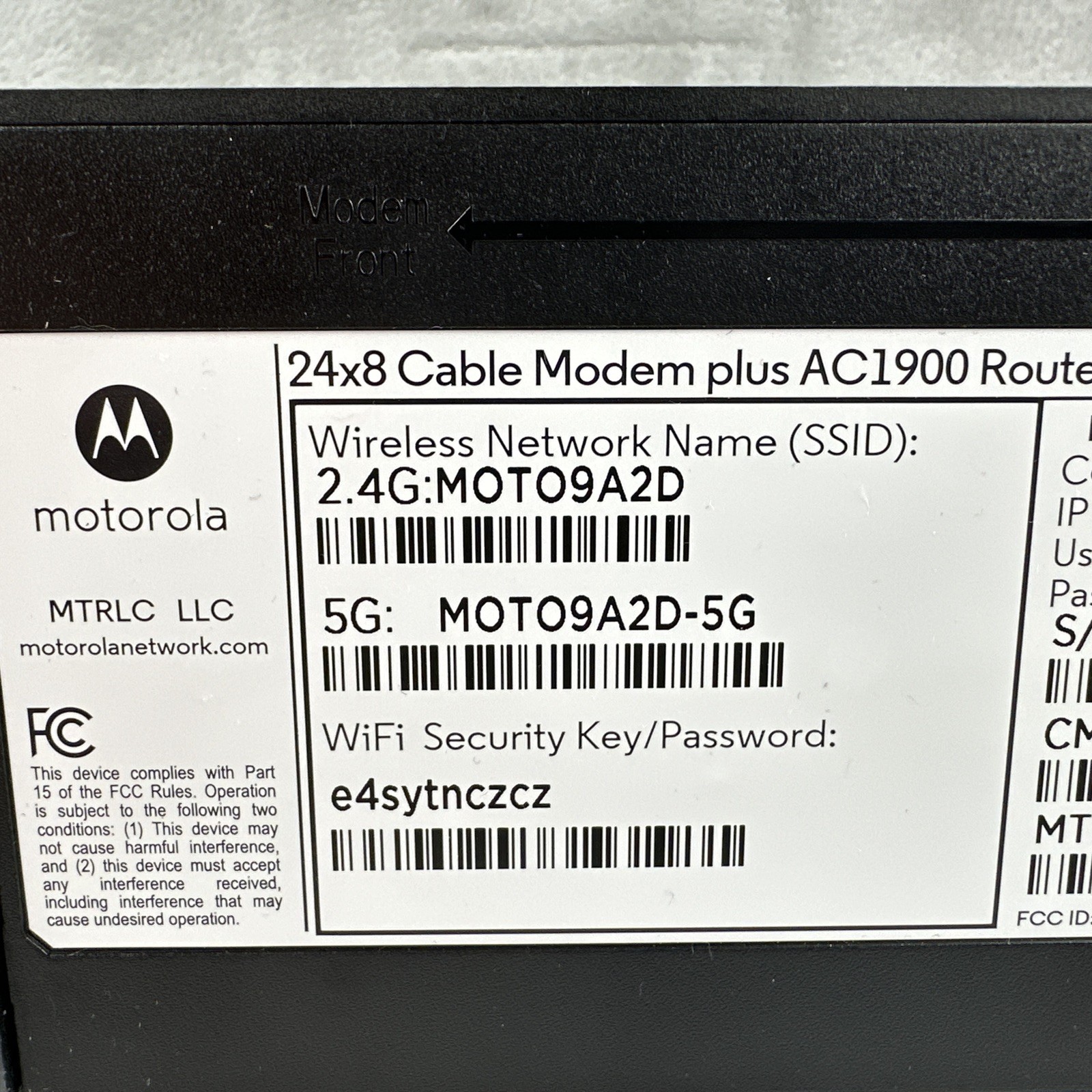 Motorola MT7711 24×8 Cable Modem AC1900 WiFi Router 2 Phone Lines Xfinity *READ*