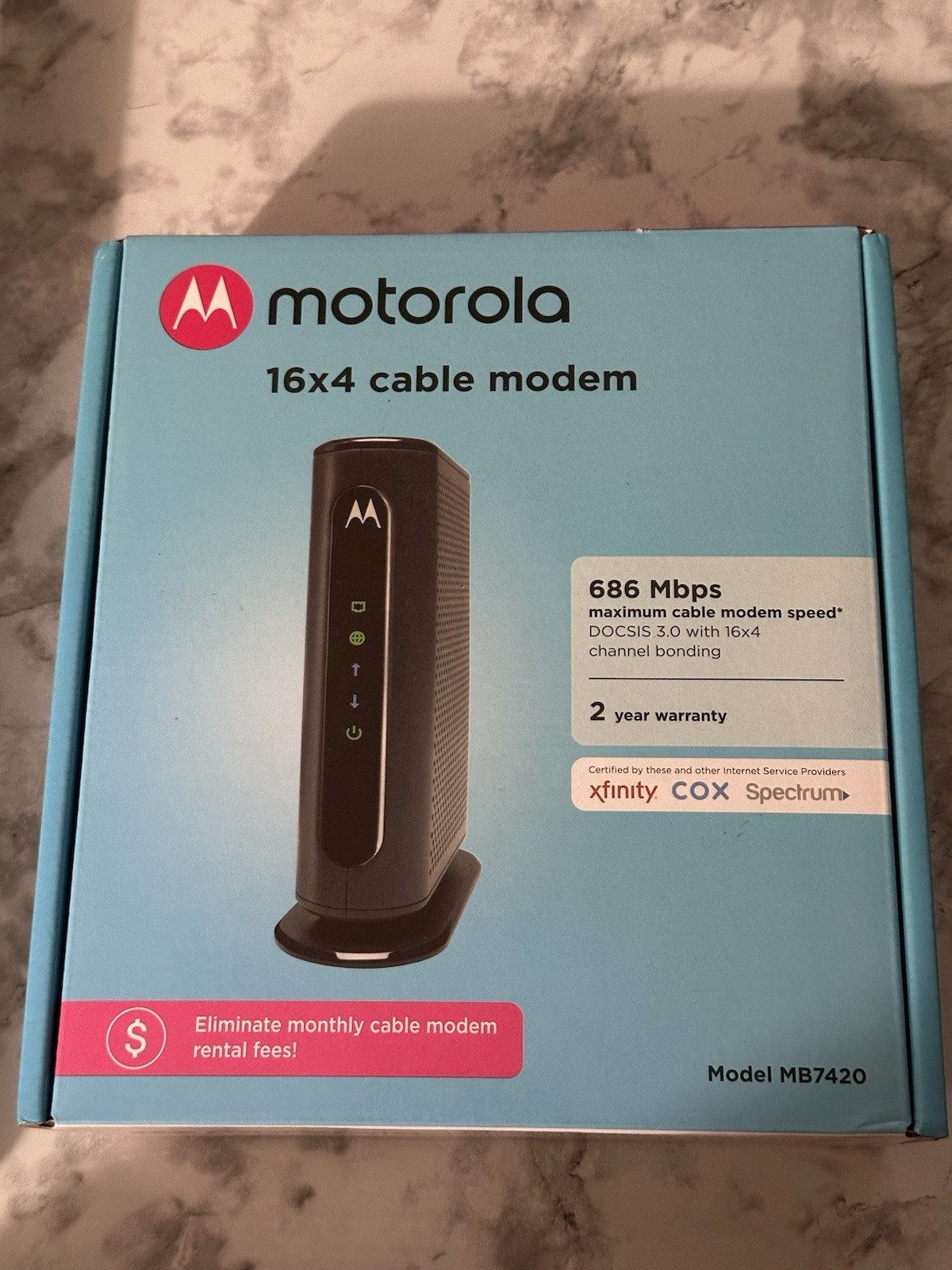Motorola MB7420 Cable Modem DOCSIS 3.0 16×4 686 Mbps Xfinity Cox Spectrum