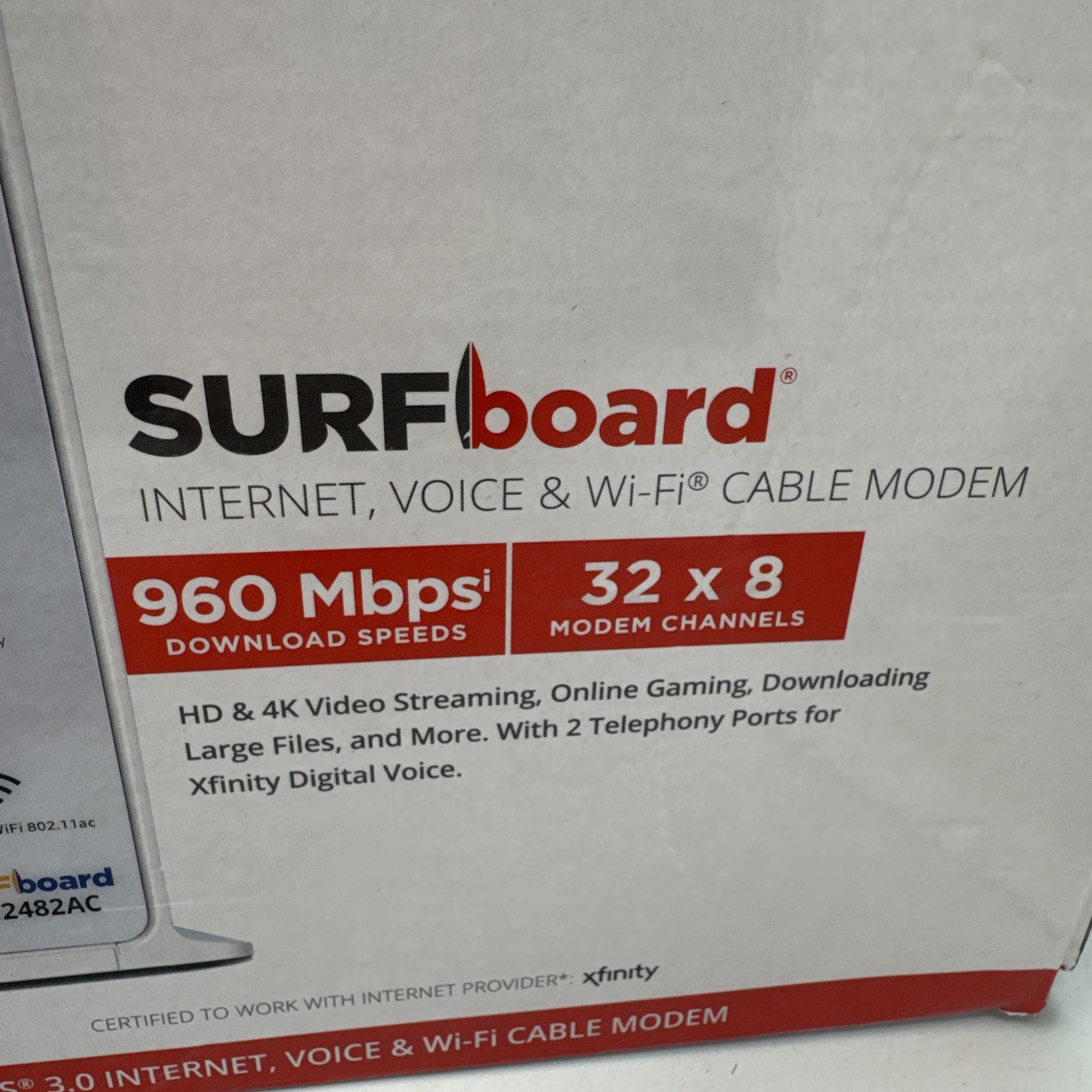 Arris Surfboard Dual Band WiFi Model SVG2482AC Torn Box 960 Mbps 32/8