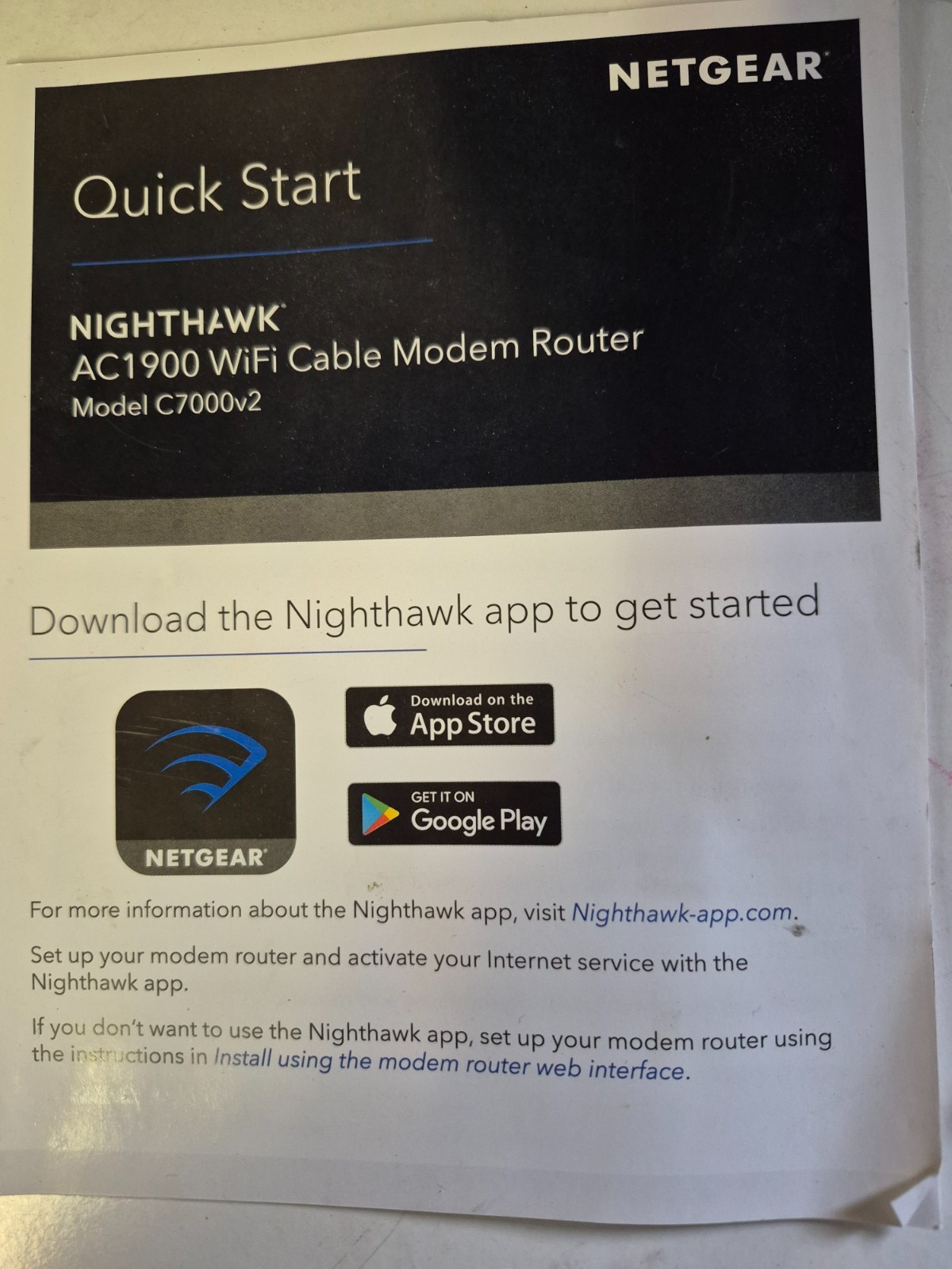 Netgear nighthawk cable modem router AC 1900 refurbished but never used or opene