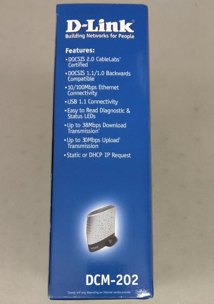 D-Link DCM-202 Cable Modem EUC Ethernet USB Stand CD-ROM