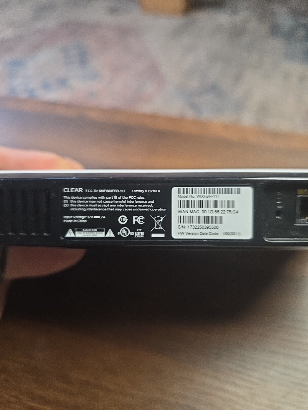 Clear Model# WIXFBR-117 4G/LTE Modem Router With Power Adapter TESTED & WORKING!