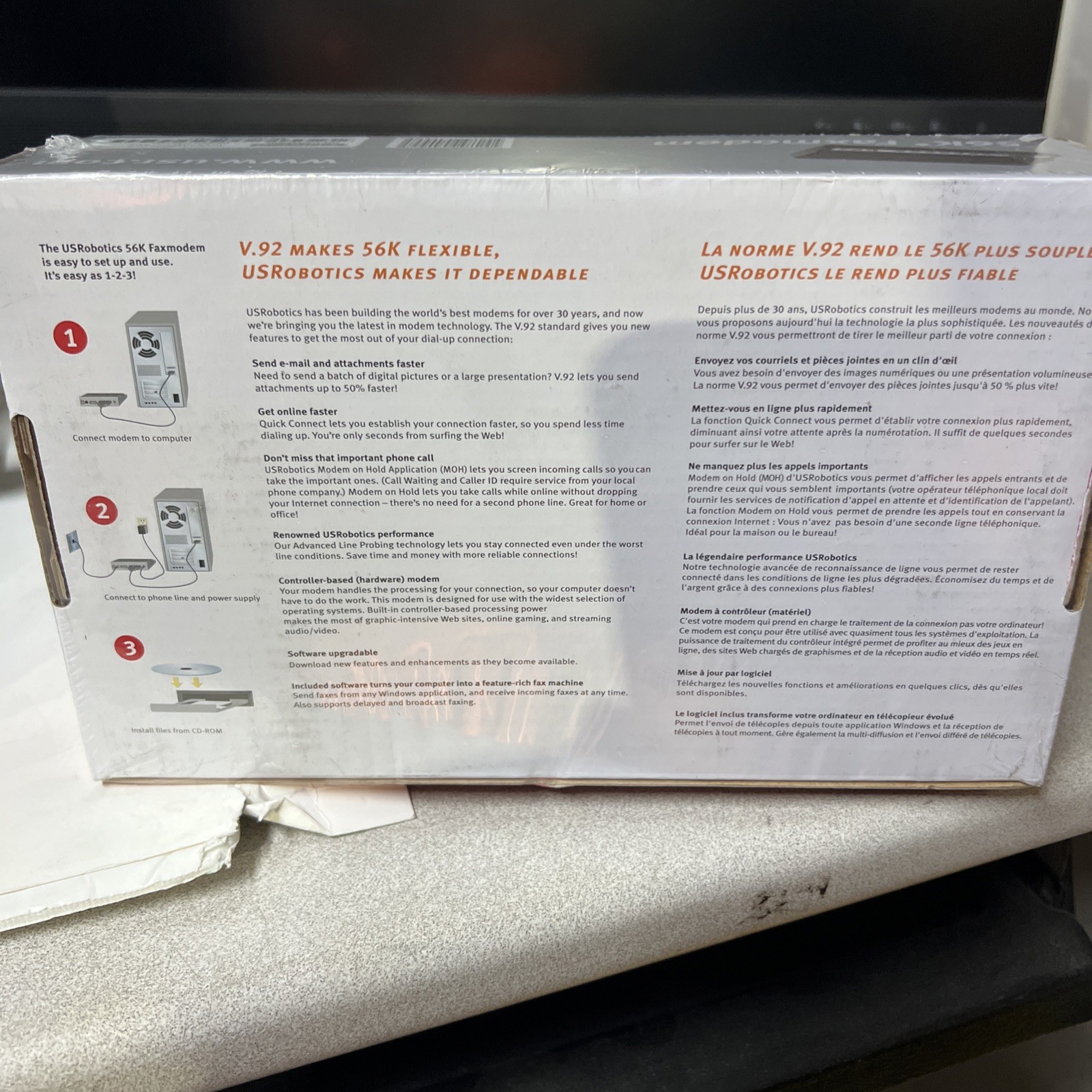 USRobotics 56K Faxmodem V.92/V.90 Standard Technologies Model 5686G New In Box