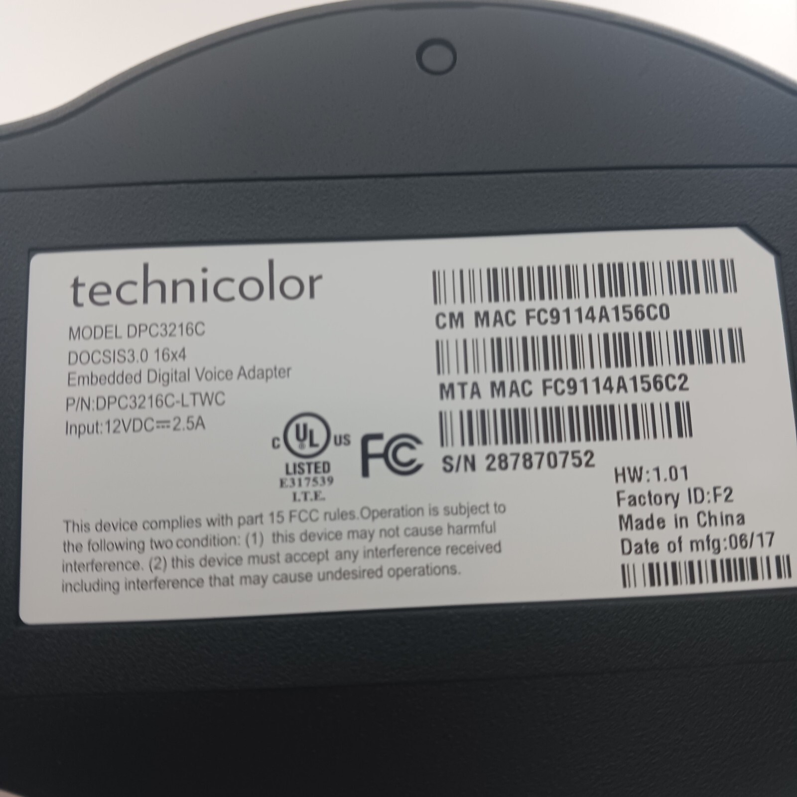 Technicolor Embedded Digital Voice Adapter DPC3216C DOCSIS 3.0 16×4 Cable Modem
