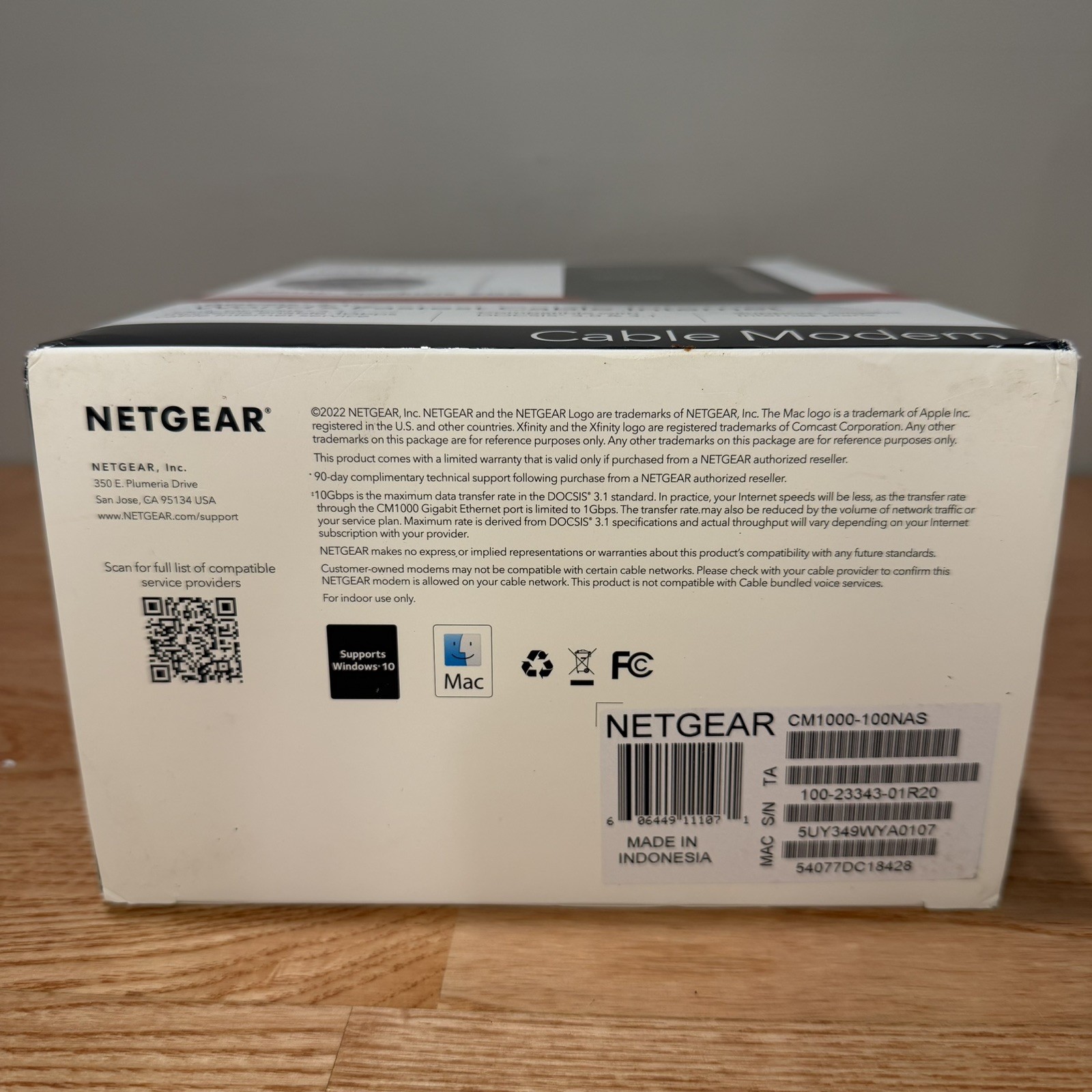 NETGEAR CM1000 DOCSIS 3.1 Cable Modem 1 Gbps Gigabit Ethernet CM1000-100NAS