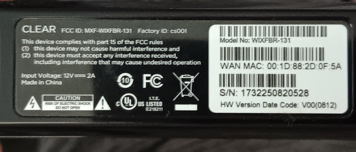 Clear Hub Express 4G Modem MXF-WIXFBR-131