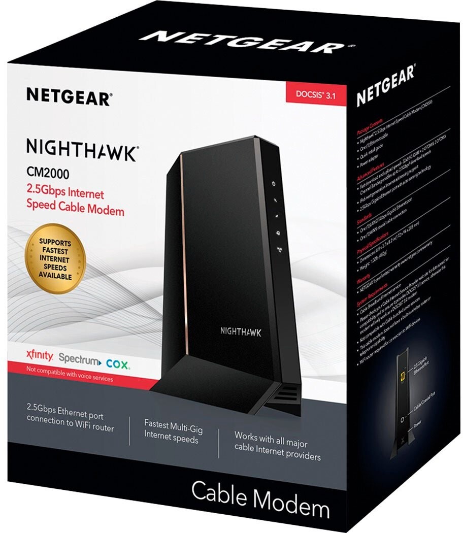 NETGEAR Nighthawk CM2000 32×8 2.5Gbps Multi-Gig DOCSIS 3.1 Cable Modem