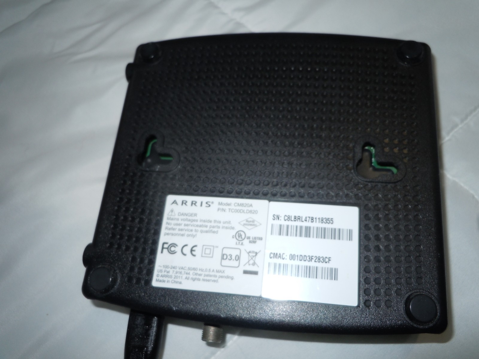 ARRIS CM820A/CT DOCSIS 3.0 Cable Modem-tested & working