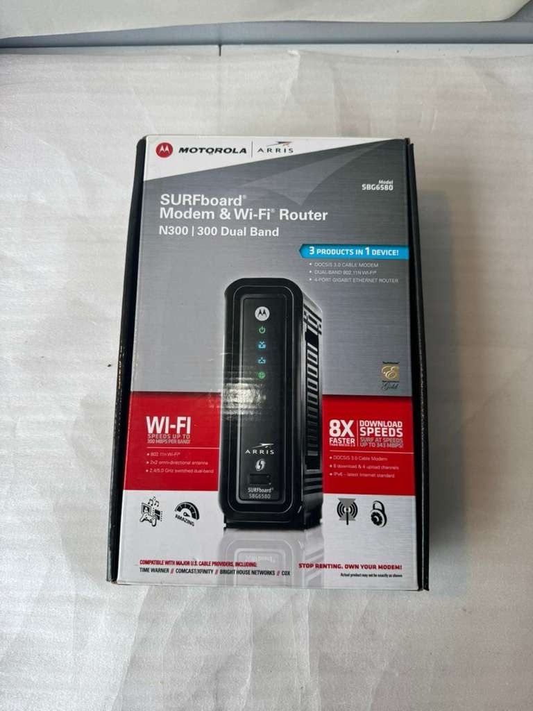MOTOROLA ARRIS SURFboard SBG6580 DOCSIS 3.0Cable Modem & Wi-F1 Router N300 Dual
