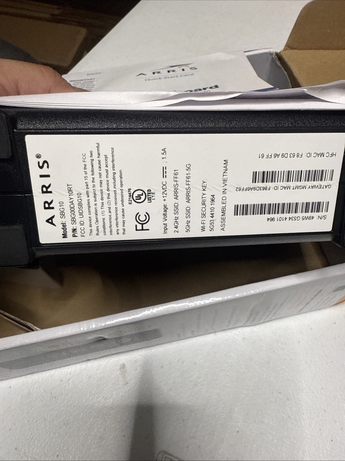 ARRIS SURFboard SBG10 DOCSIS 3.0 Cable Modem & AC1600 Wi-Fi (ONLY FOR PARTS)