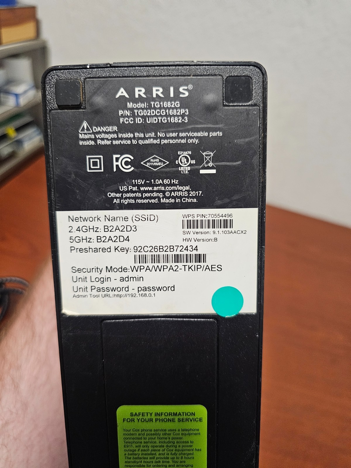 ARRIS TG1682G Wireless Modem Router (Black) – TESTED