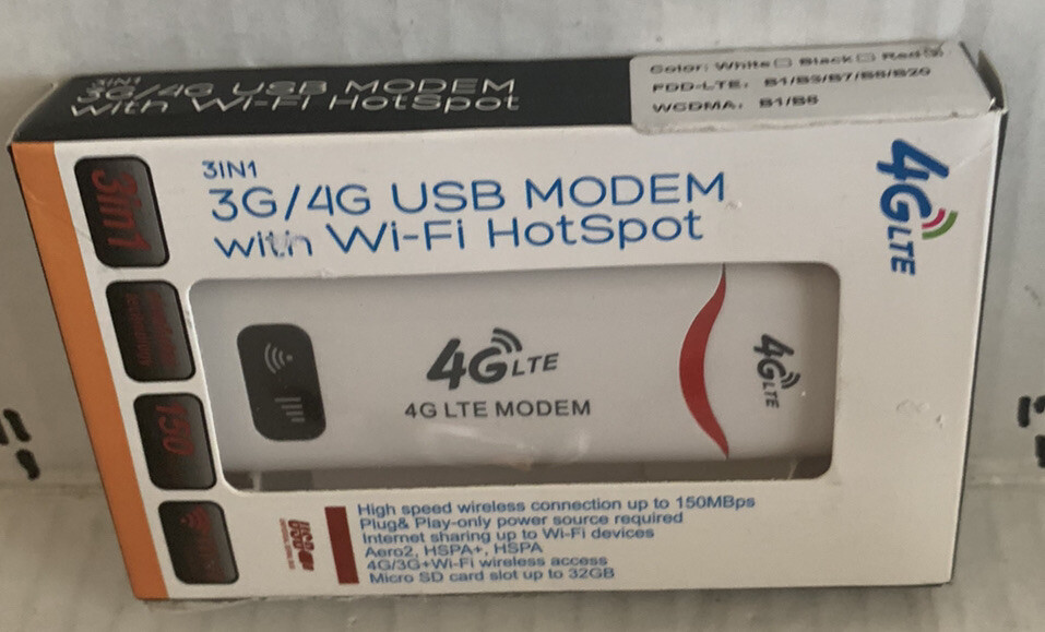 4G LTE Modem 3-in-1 3G/4G USB Modem with WiFi Hotspot