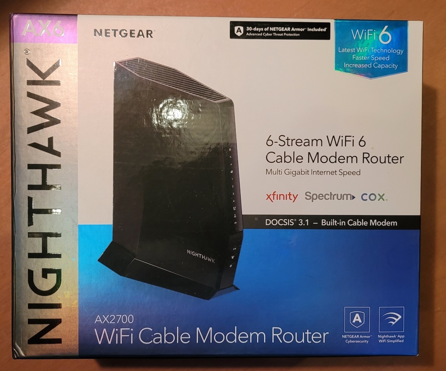NETGEAR Nighthawk CAX30 AX2700 Dual-Band Wi-Fi 6 DOCSIS 3.1 Cable Modem Router