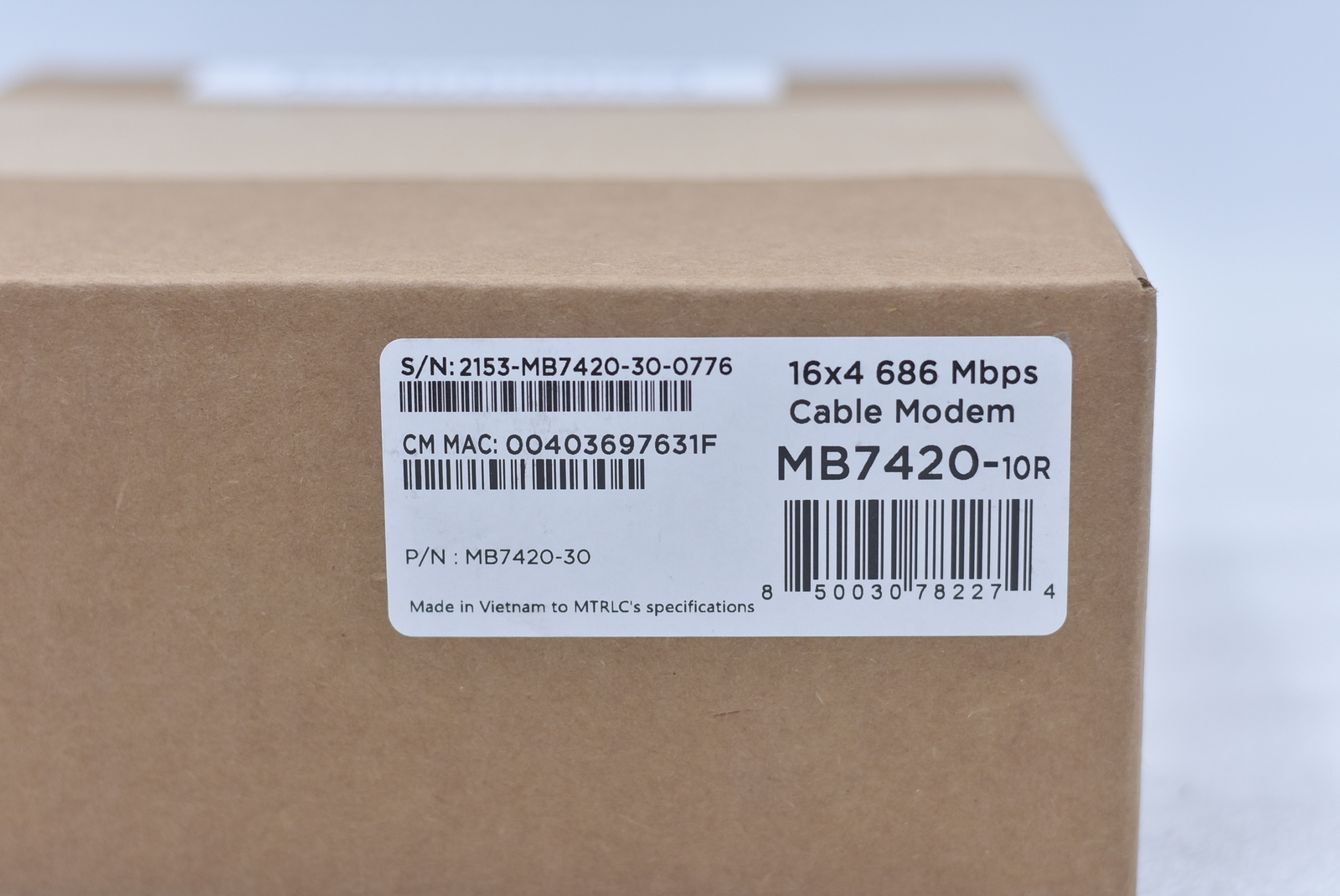 Motorola MB7420 (16×4) Cable Modem DOCSIS 3.0 RFB