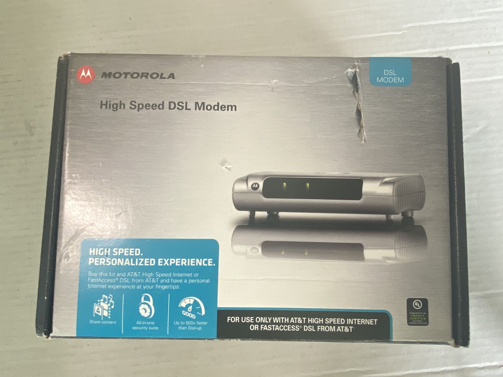 Motorola High Speed DSL Modem MSTATEA 2210-02-1022 AT&T w/ Accessories