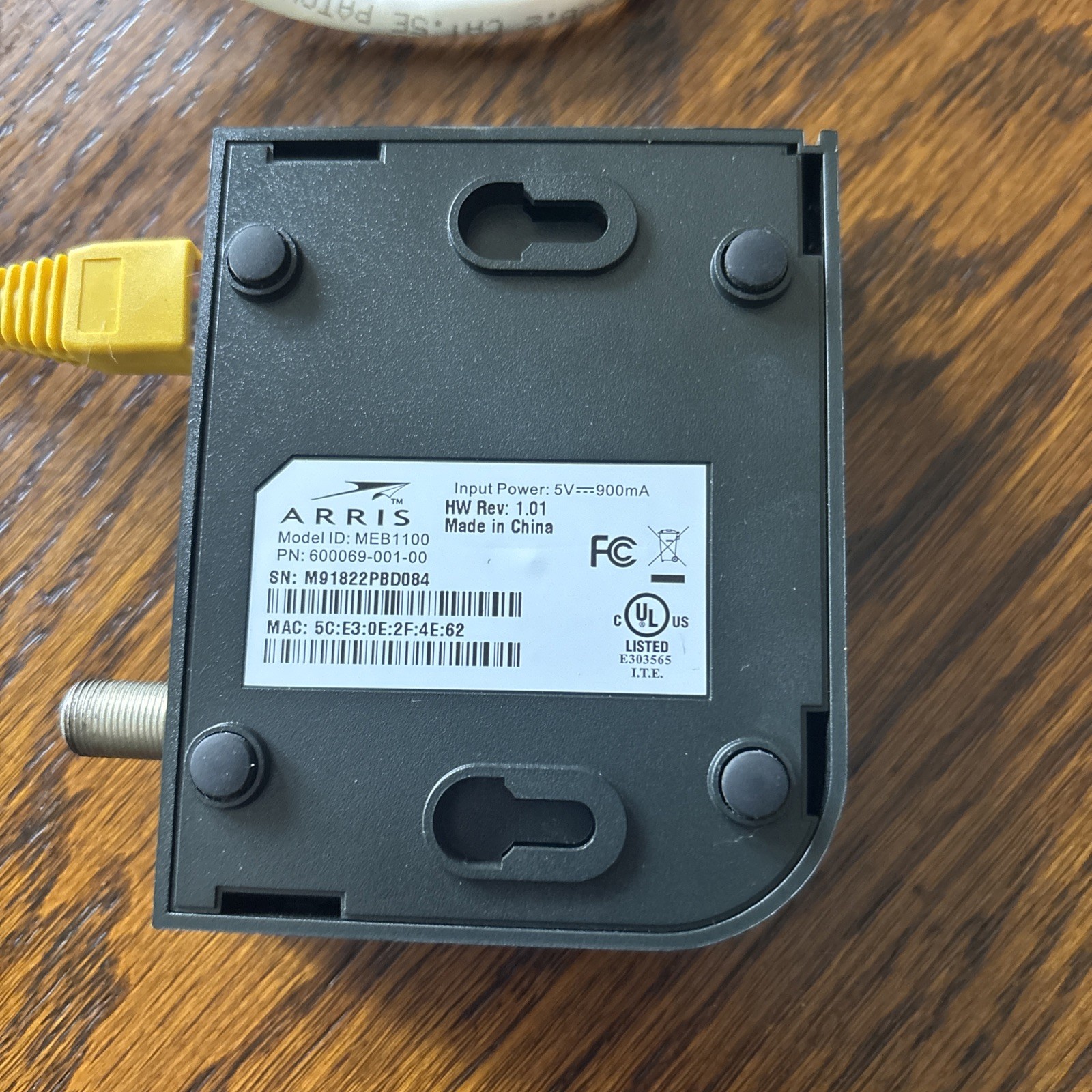 Arris MEB1100 MoCa to ETHERNET Bridge Frontier Fios With Ethernet Cord