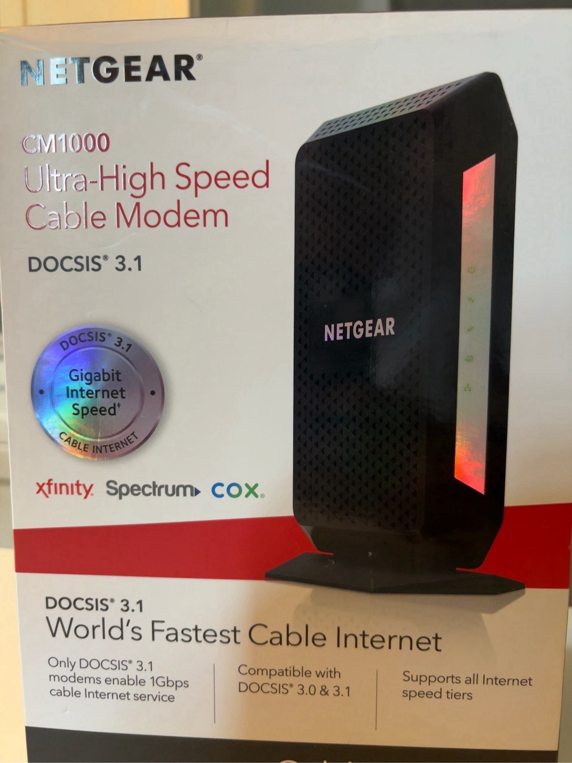 NETGEAR CM1000 DOCSIS 3.1 Cable Modem 1 Gbps Gigabit Ethernet CM1000-100NAS