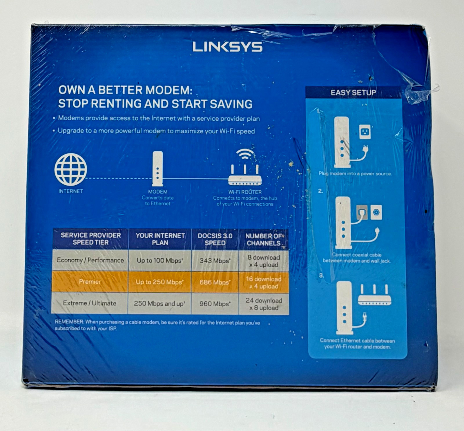 New/ Sealed Linksys DOCSIS 3.0 16×4 Cable Modem #CM3016