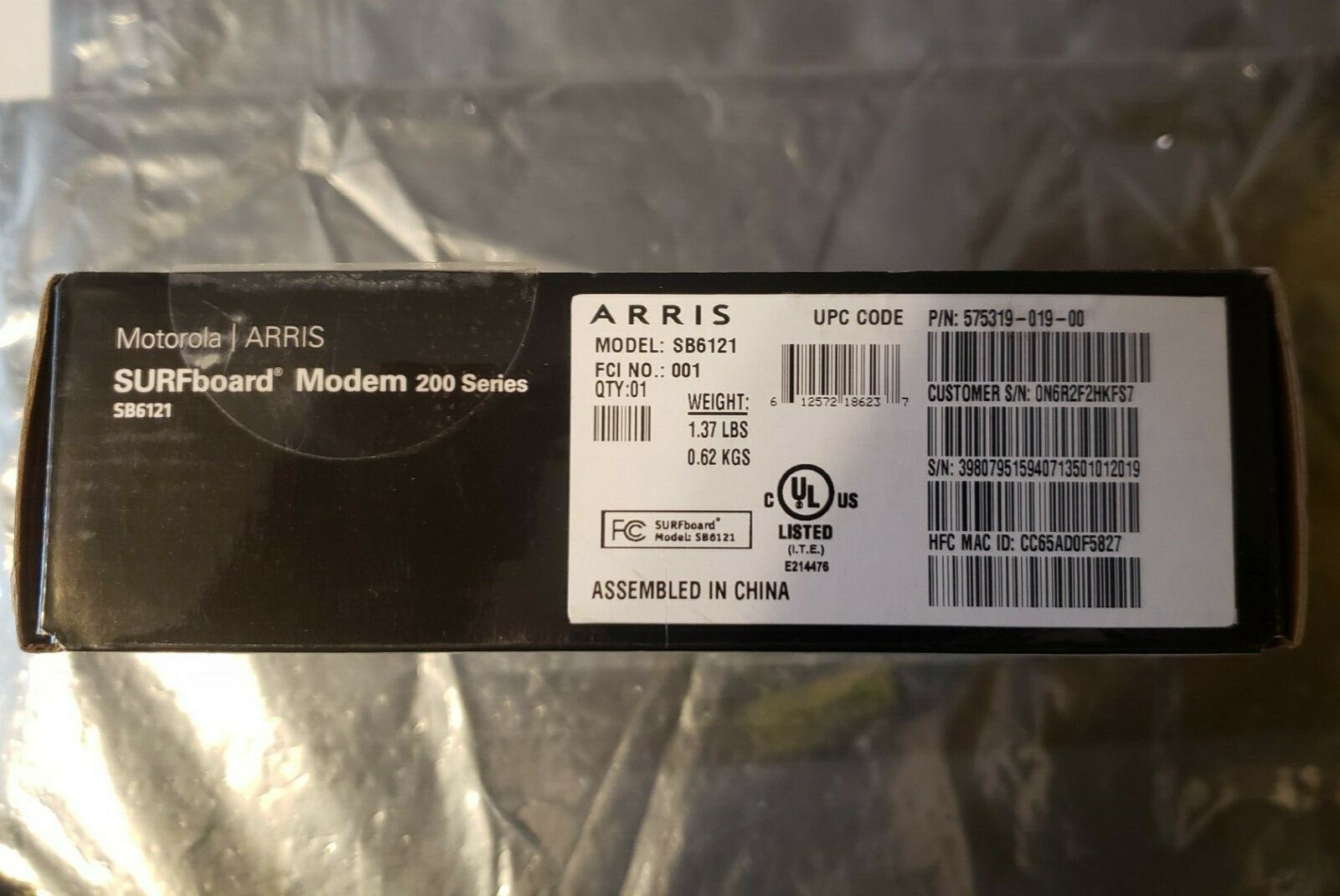 MOTOROLA Arris SurfBoard SB6121 DOCSIS 3.0 Cable Internet Wifi Modem 200 Series
