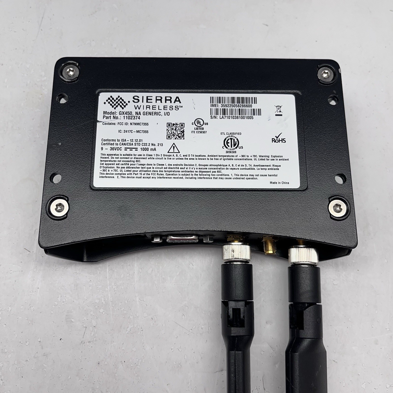 Sierra Wireless Airlink GX450 Gateway Modem W/Antenna & Power Cable Sold As Is