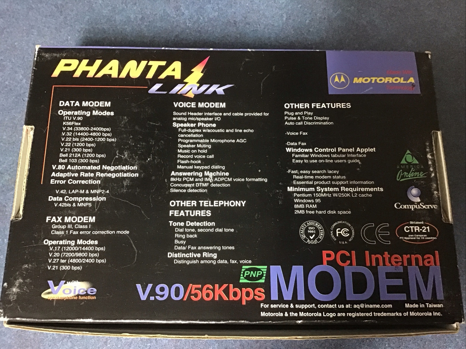 PHANTA Link 56Kbps PCI Faxmodem Brand NEW