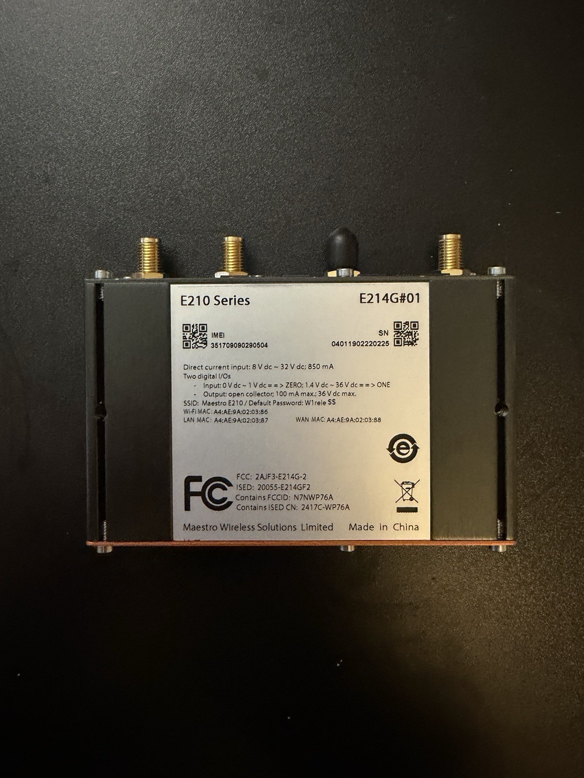 Maestro LANTRONIX E210 Series Cellular Wi-Fi Router E214G#01 Ethernet RS-232