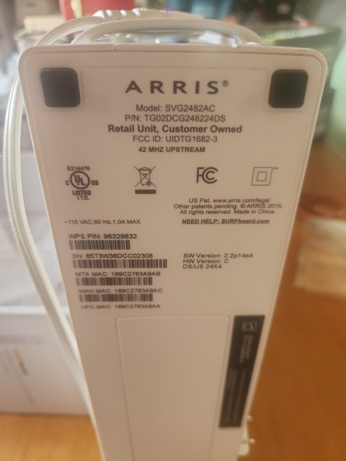Arris SURFboard SVG2482AC Dual Band WiFi Router – UNUSED/OPEN BOX