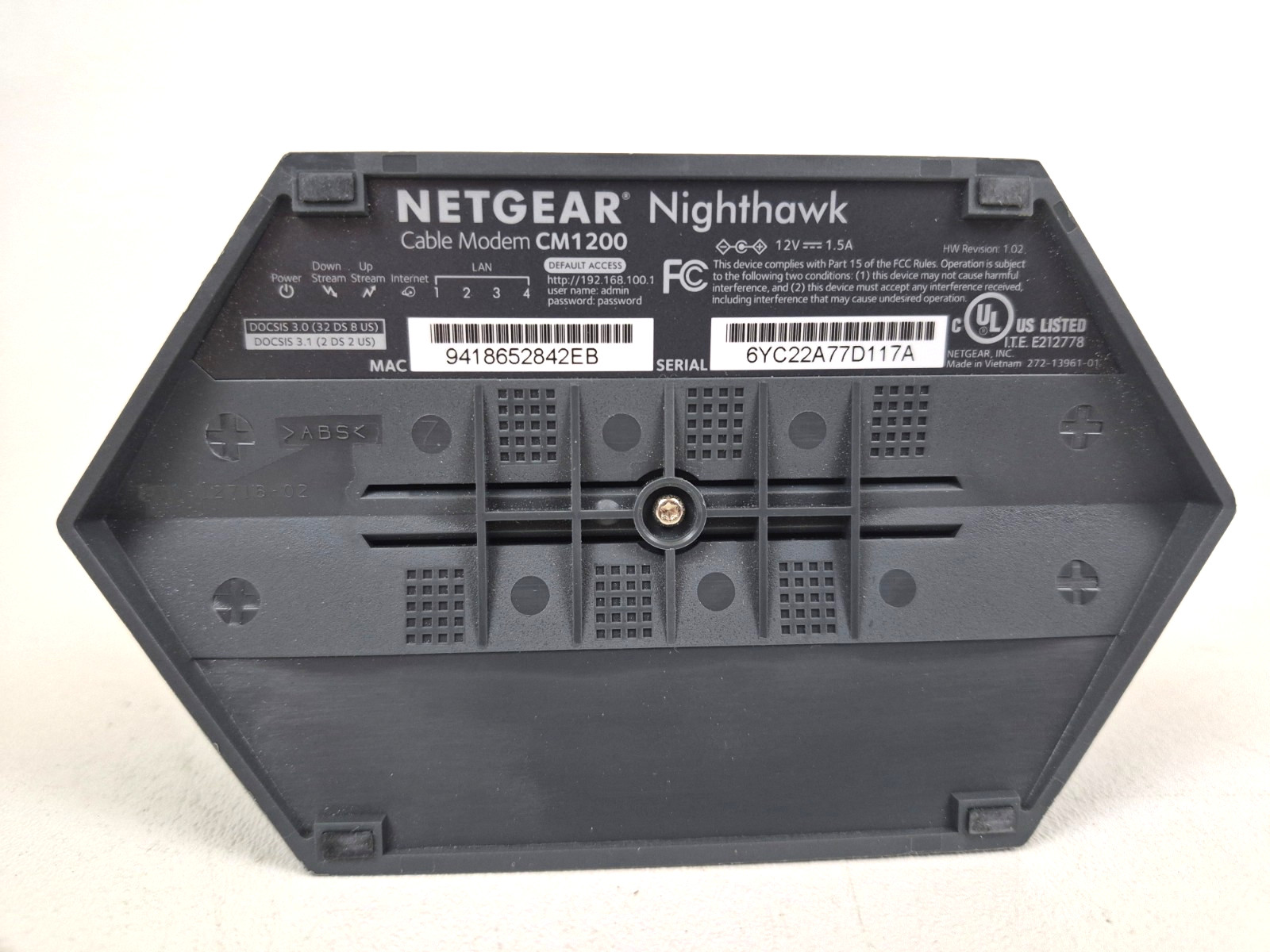 Netgear Nighthawk CM1200 DOCSIS 3.1 Multi-Gig Cable Modem Gigabit Ethernet