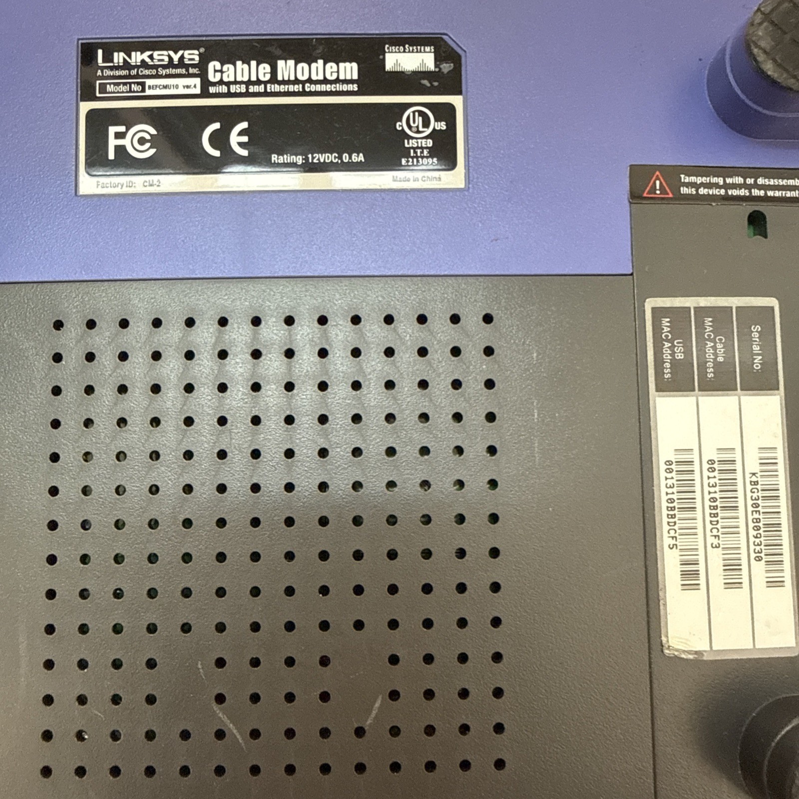 Linksys BEFCMU10 Cable Modem with Cable and USB and Ethernet Connection