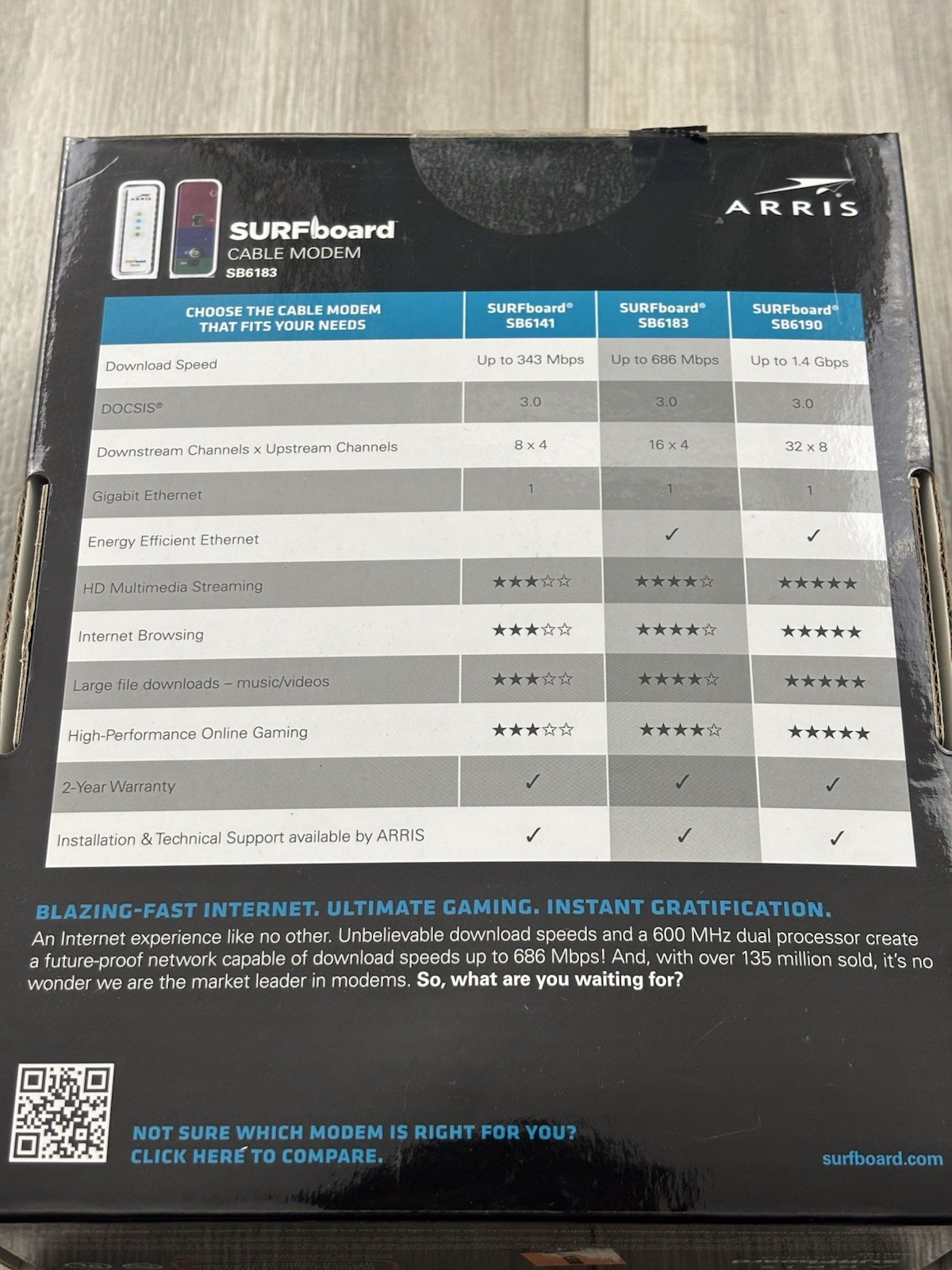 ARRIS SURFboard SB6183 DOCSIS 3.0 Cable Modem 16×4 High Speed