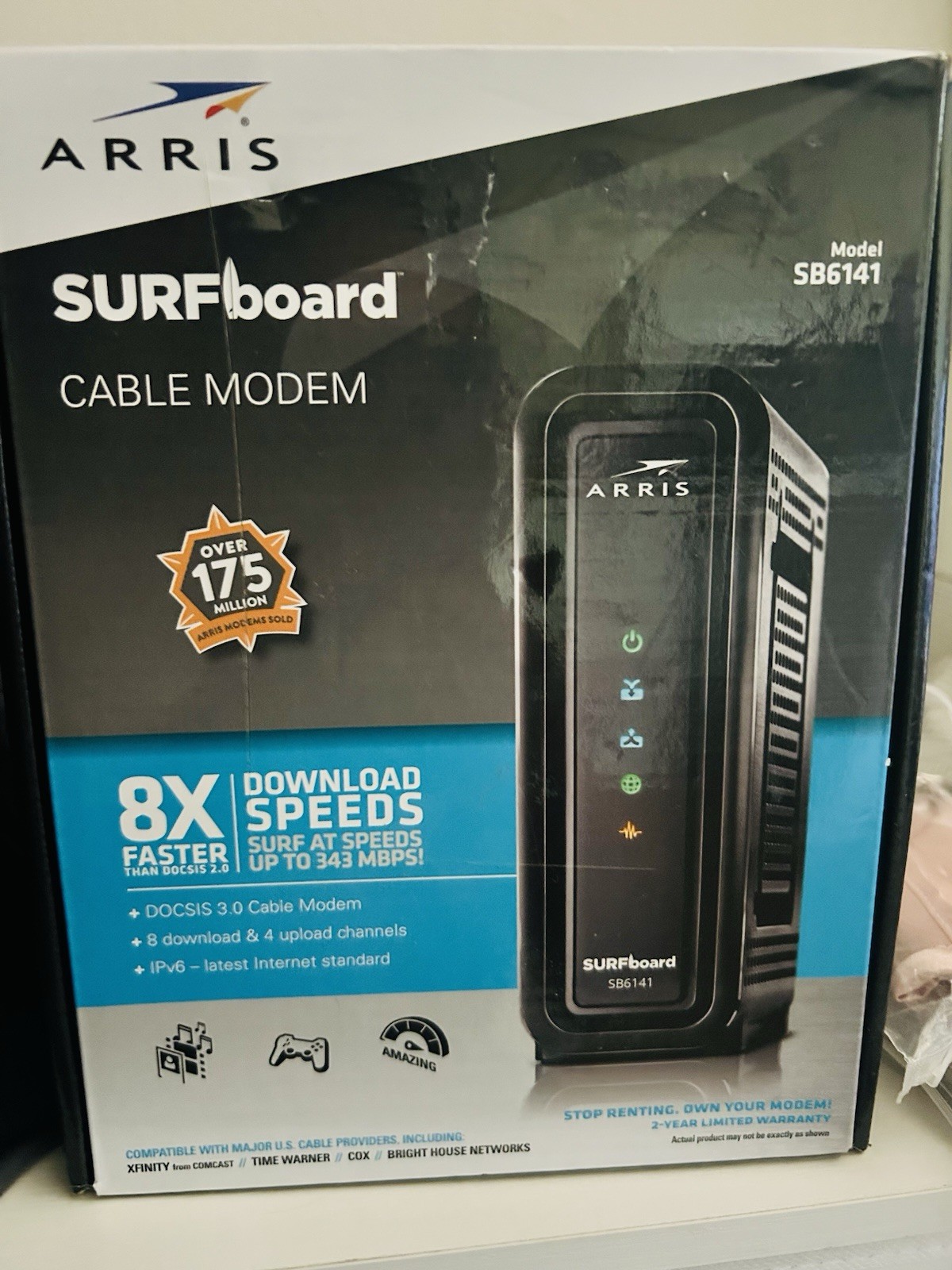 ARRIS SURFboard SB6141 DOCSIS 3.0 Cable Modem 343 Mbps IPv6 XFINITY
