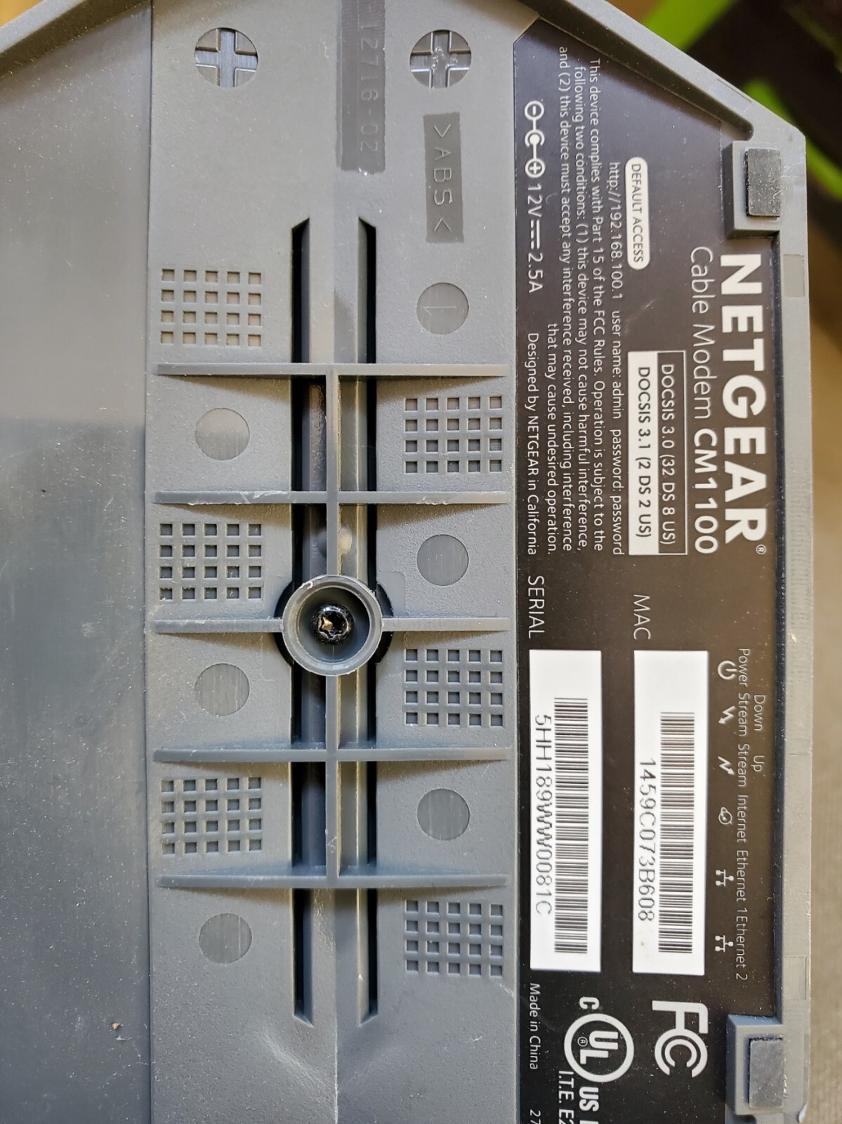 NETGEAR NIGHTHAWK CM1100 Cable Modem DOCSIS 3.1 Multi-Gig SpeedModem