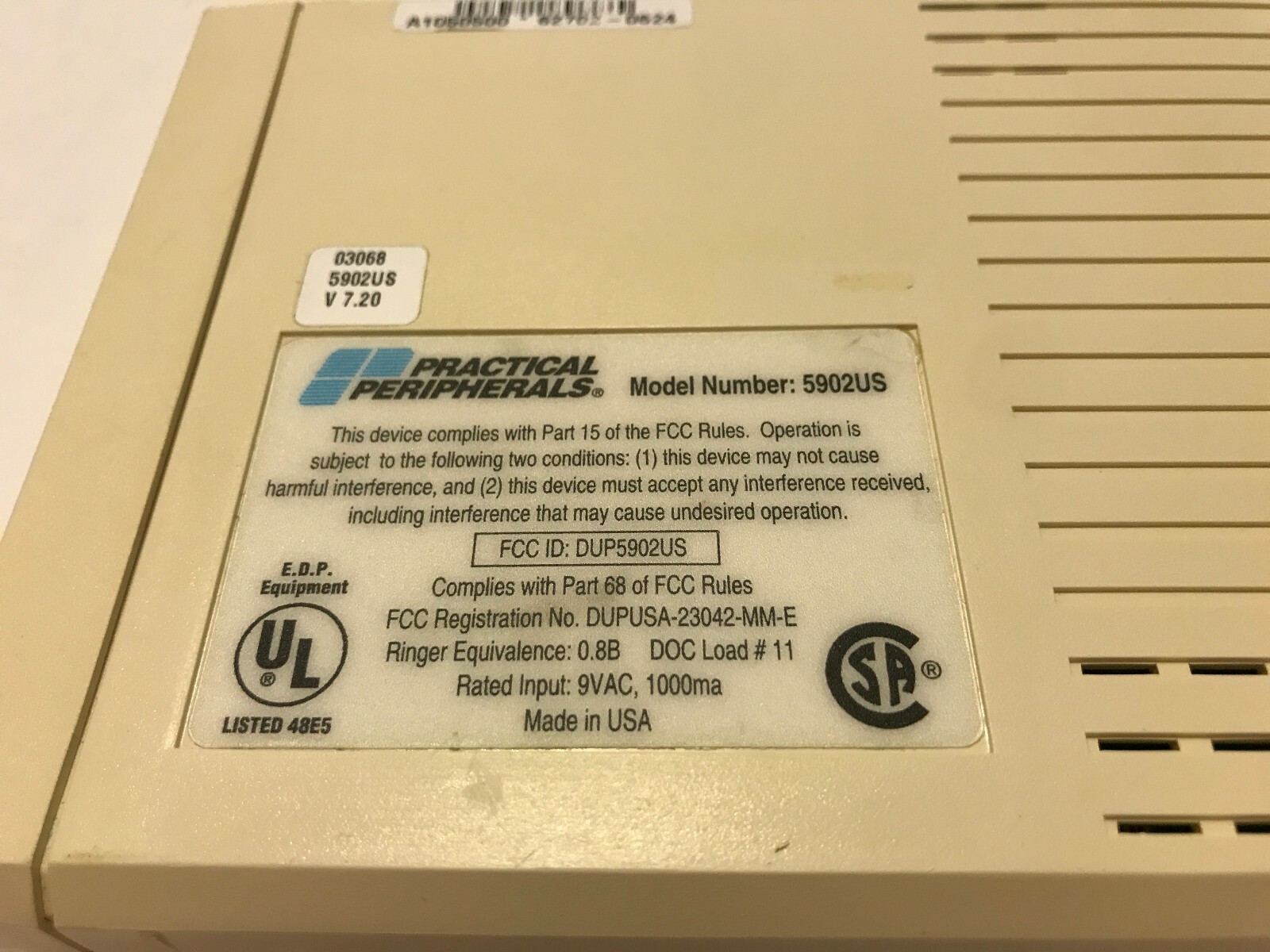 Practical Peripherals PM288MT 1000mA Mini Tower II V.34 External Data/Fax Modem