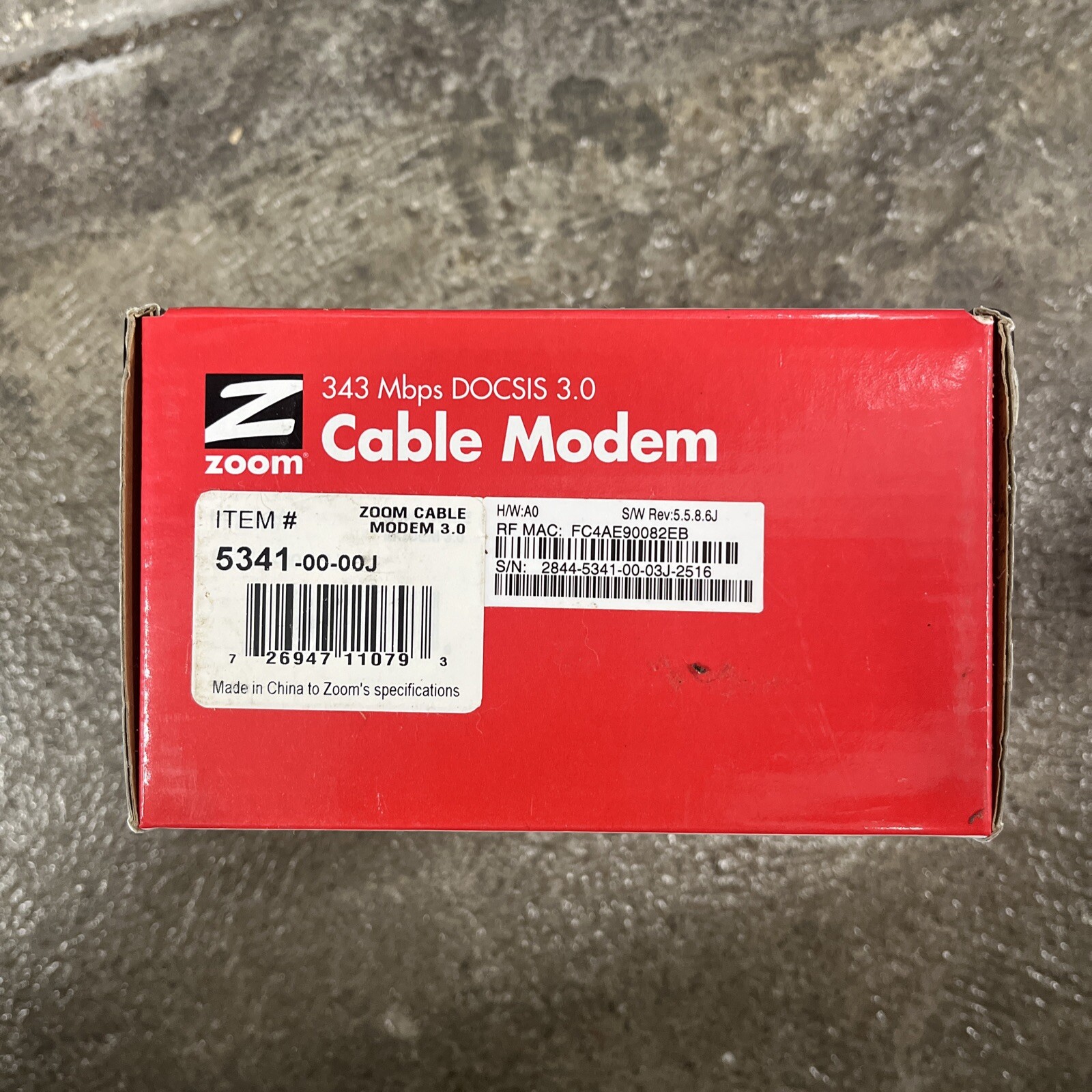 Open But Never Used Zoom DOCSIS 3.0 Cable Modem Model 5341