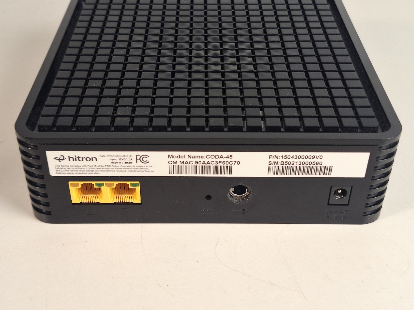 FOR PARTS Hitron CODA-45 DOCSIS 3.1 Cable Modem 2-Port Ethernet Router