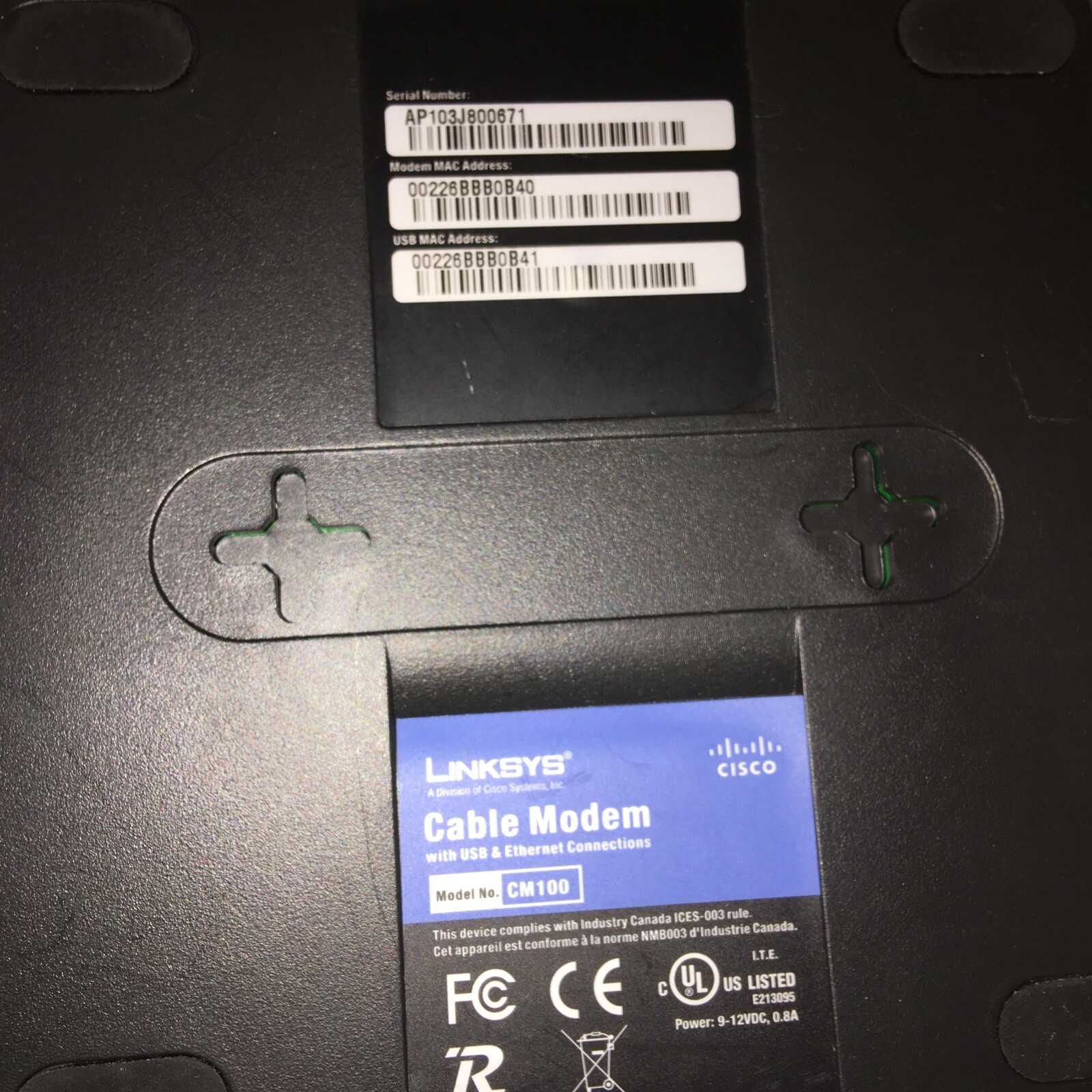Linksys CM100 100 Mbps Cable Modem Box C9