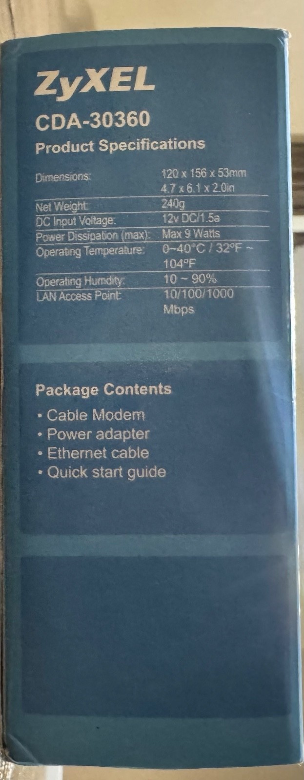 ZyXEL Powered by Hitron Cable Modem DOCSIS 3.0 IPv4 and IPv6 Compatible