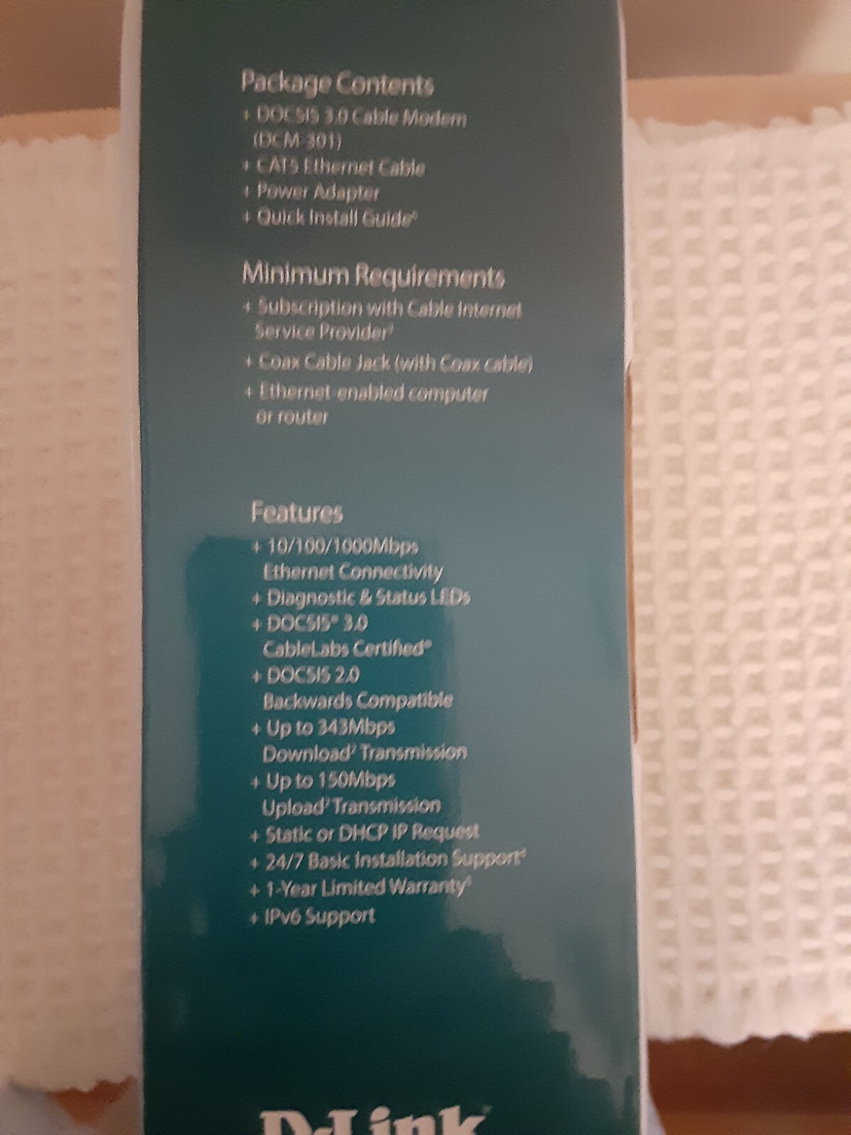 D-Link DOCSIS 3.0 Cable Modem (DCM-301) New in Box