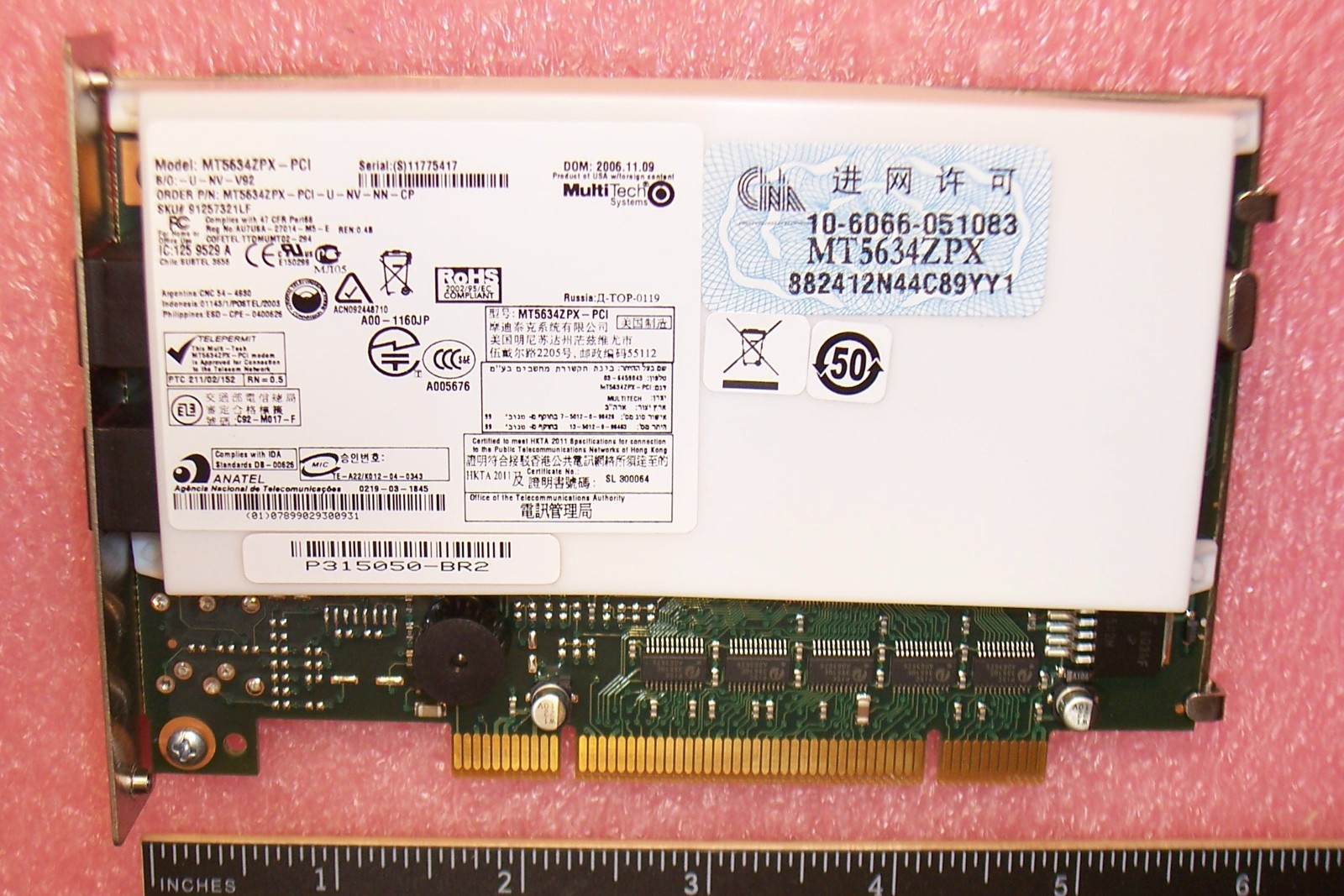 MT5634ZPX-PCI NV-NN-CP NORTEL 1100 V.90 INTERNAL MODEM CARD DM3819003E5 ROHS