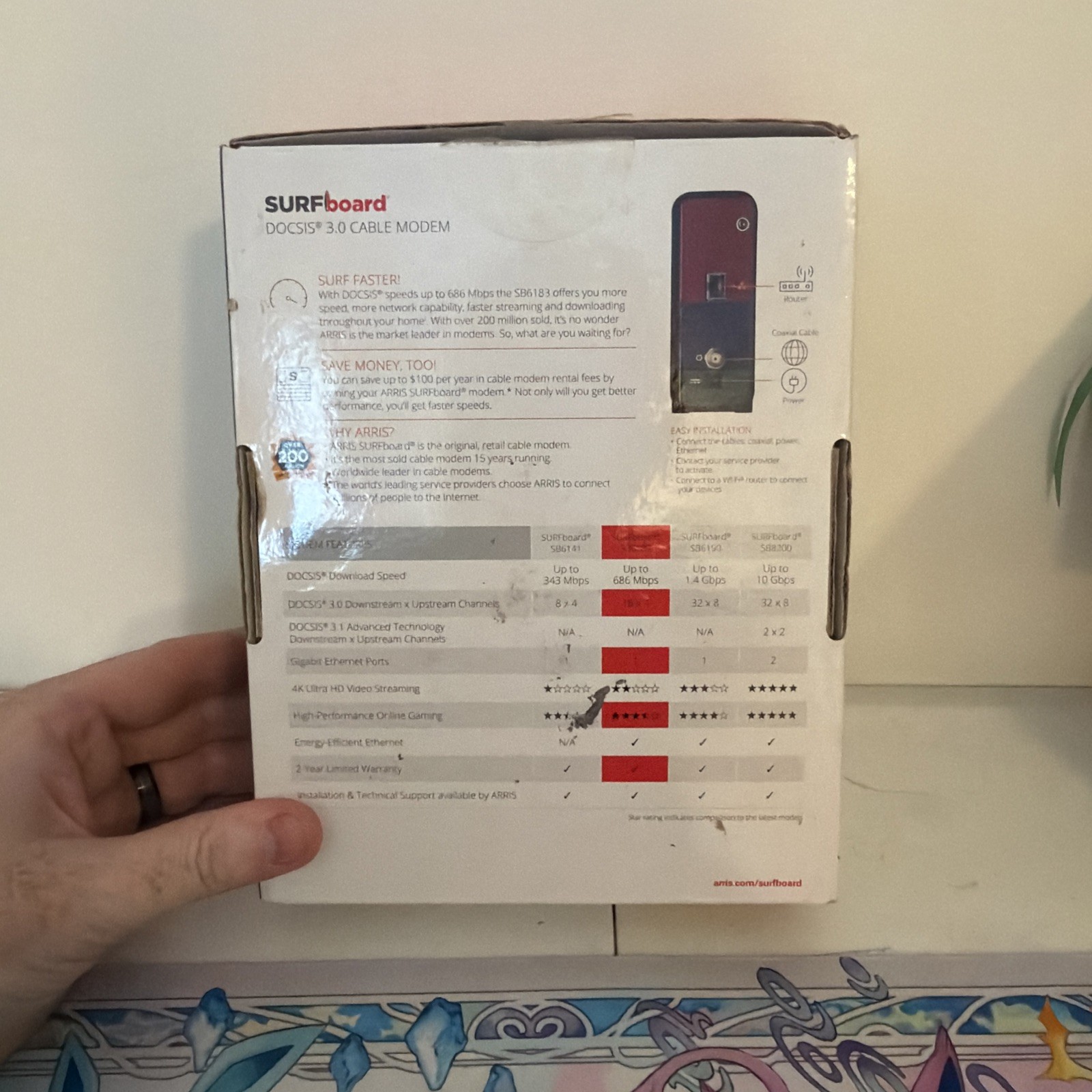 ARRIS SURFboard SB6183 DOCSIS 3.0 Cable Modem BLACK