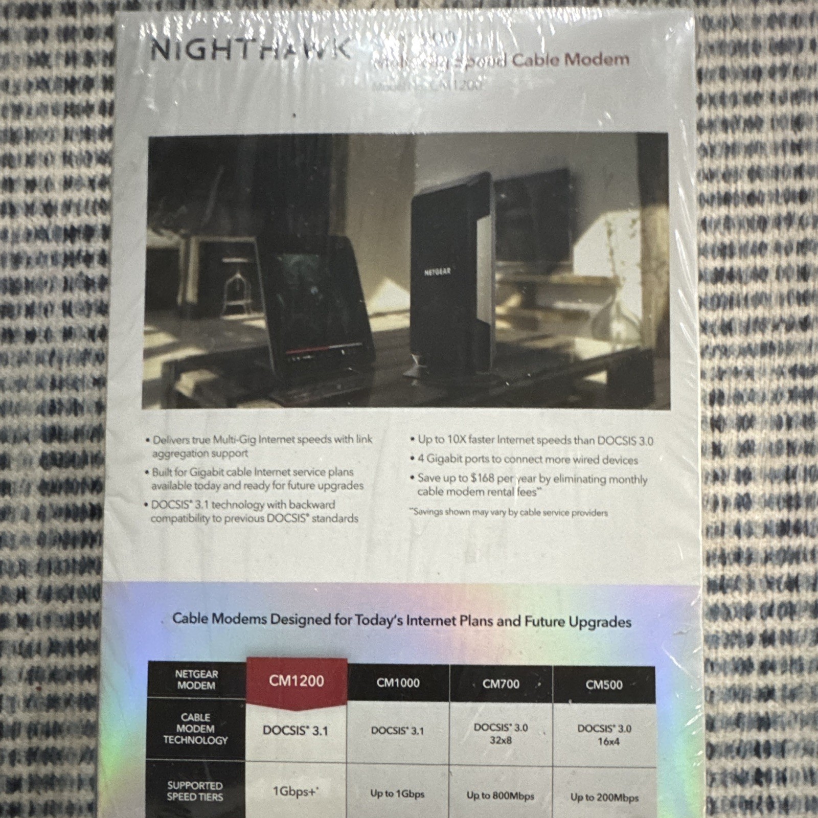 NETGEAR Nighthawk CM1200 DOCSIS 3.1 Multi-Gig Cable Modem, 4-Port LAN