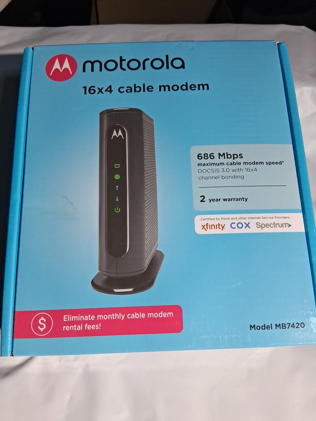 MOTOROLA 16×4 Cable Modem Model MB7420 ~ 686 Mbps DOCSIS 3.0