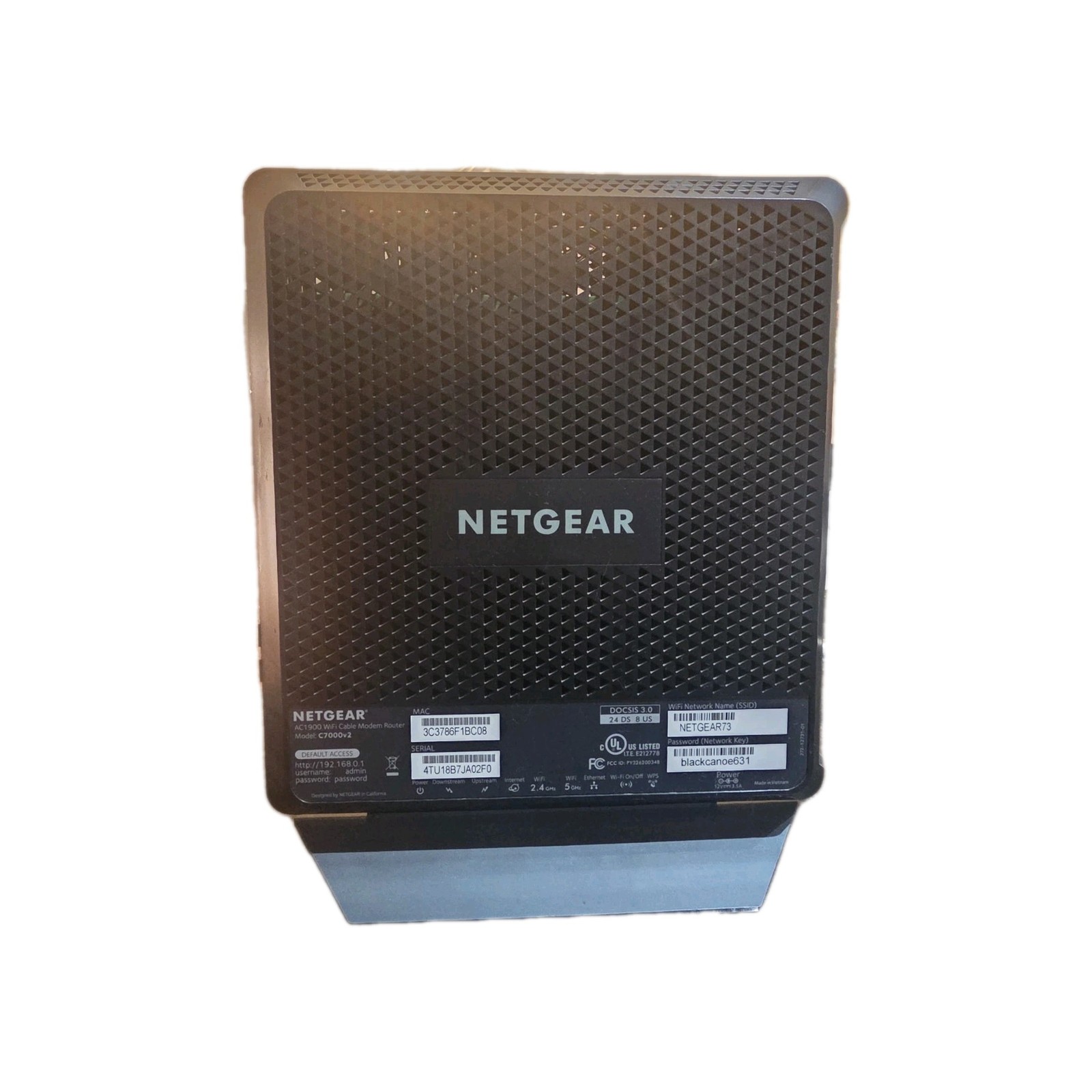 WiFi Cable Modem Router AC1900: Model C7000v2 Nighthawk