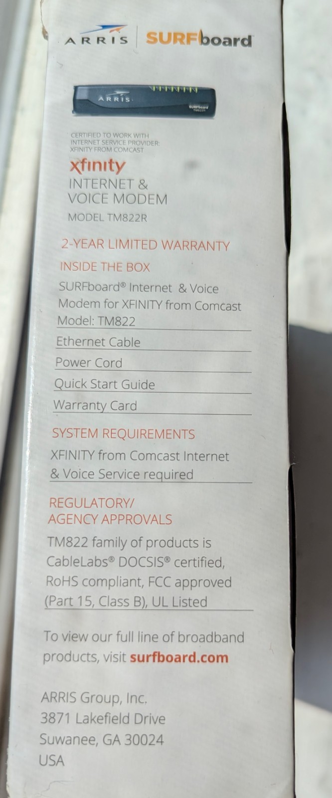 ARRIS Surfboard TM822R Internet & Voice Modem