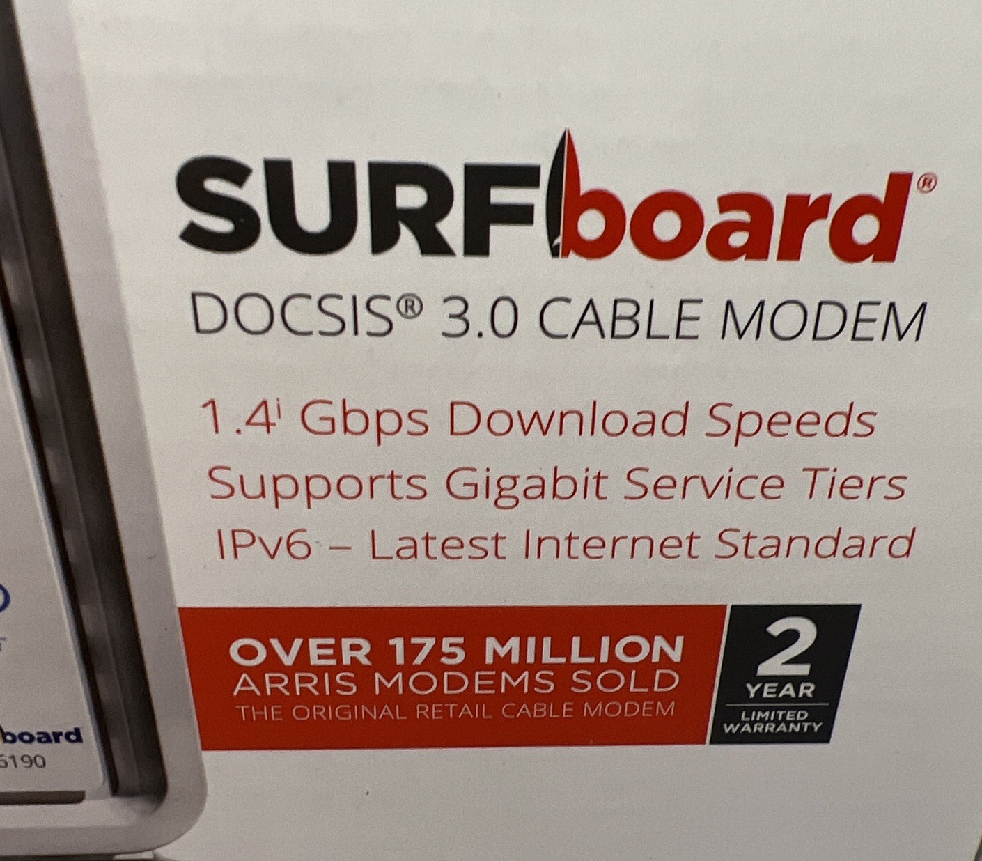 ARRIS SURFboard SB6190 DOCSIS 3.0 32 x 8 Gigabit Cable Modem White (Fast ship)**