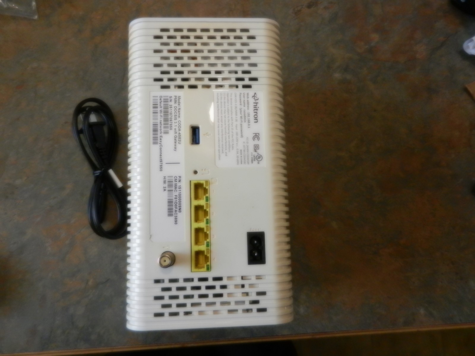 Factory unlocked Hitron Coda-4582U DOCSIS 3.1 Cable Modem Router