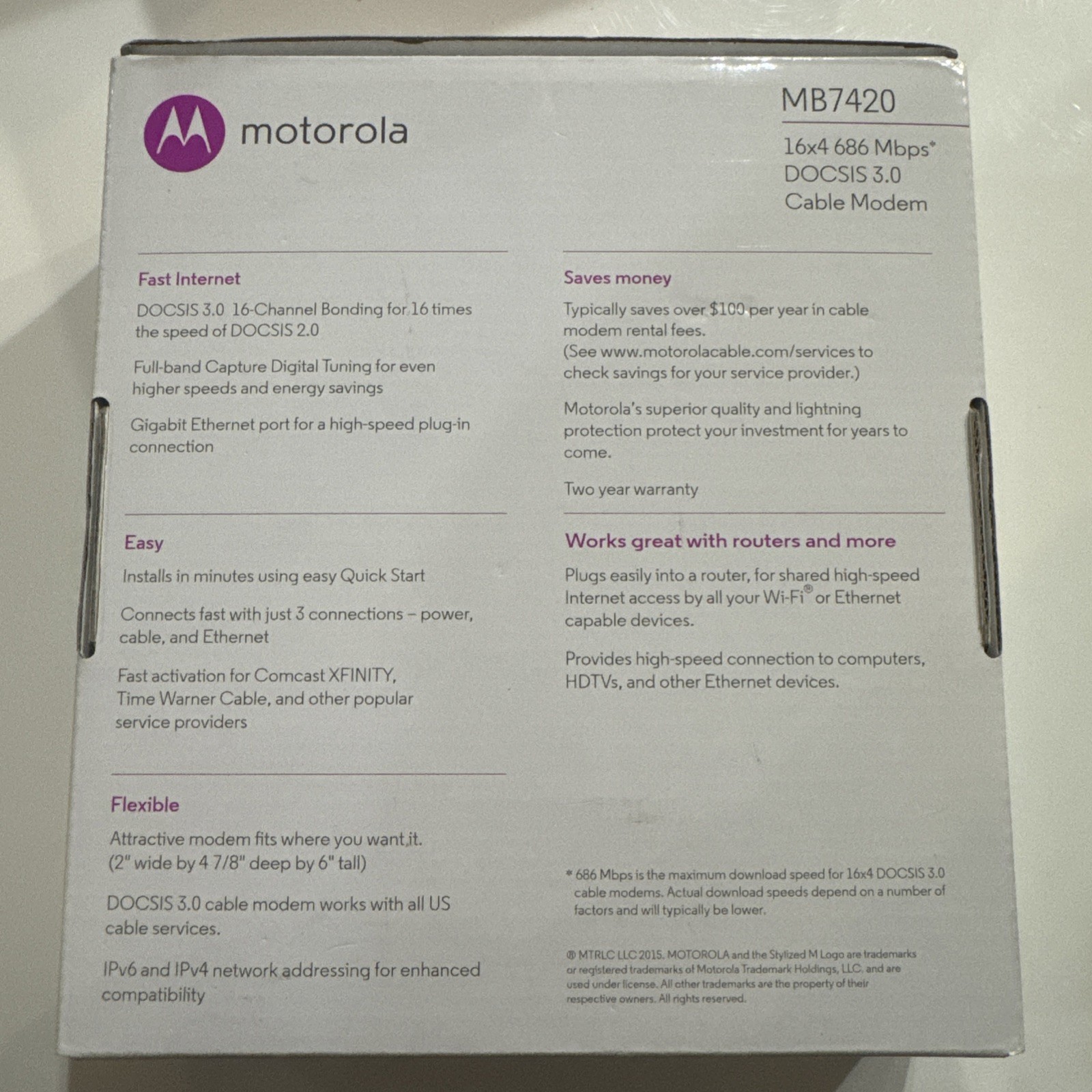 Motorola MB7420 DOCSIS 3.0 16×4 Cable Modem ✅