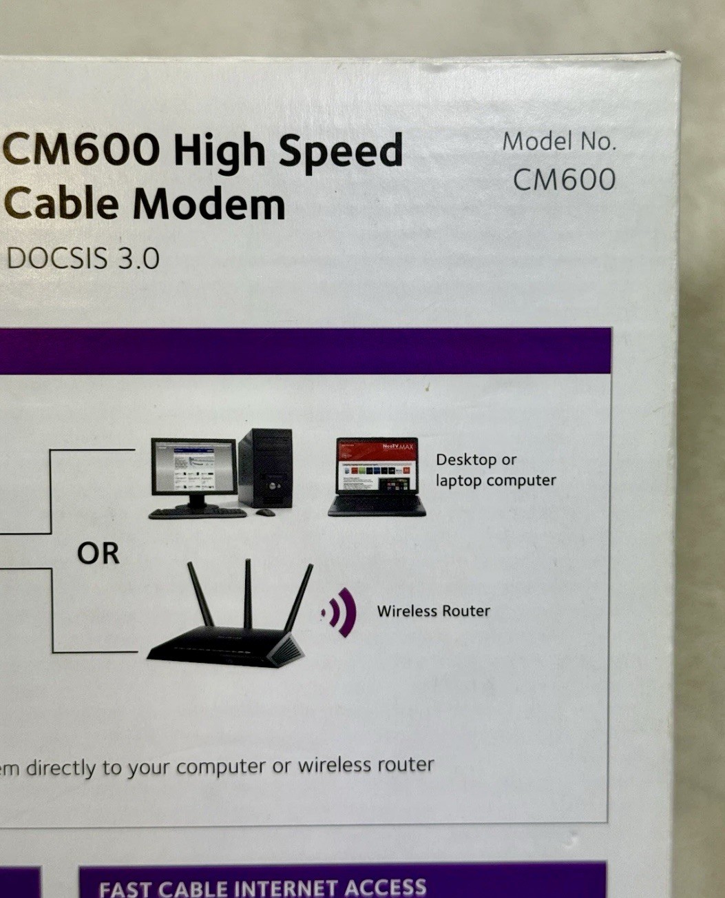 Netgear CM600 Cable Modem DOCSIS 3.0 24×8 Xfinity Cox Spectrum Tested Works