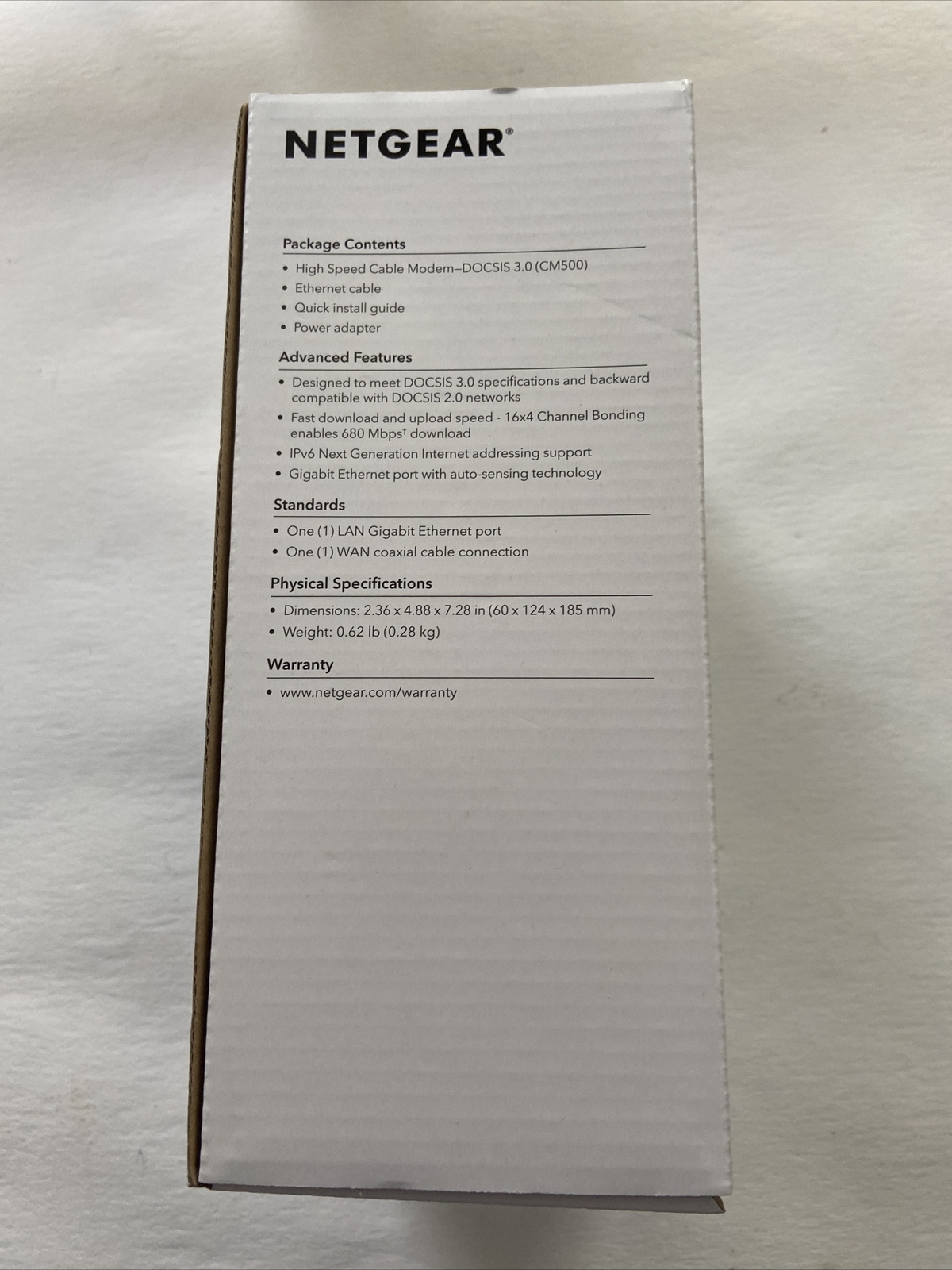 Netgear High Speed Cable Modem (CM500) – Sealed Box/Brand New