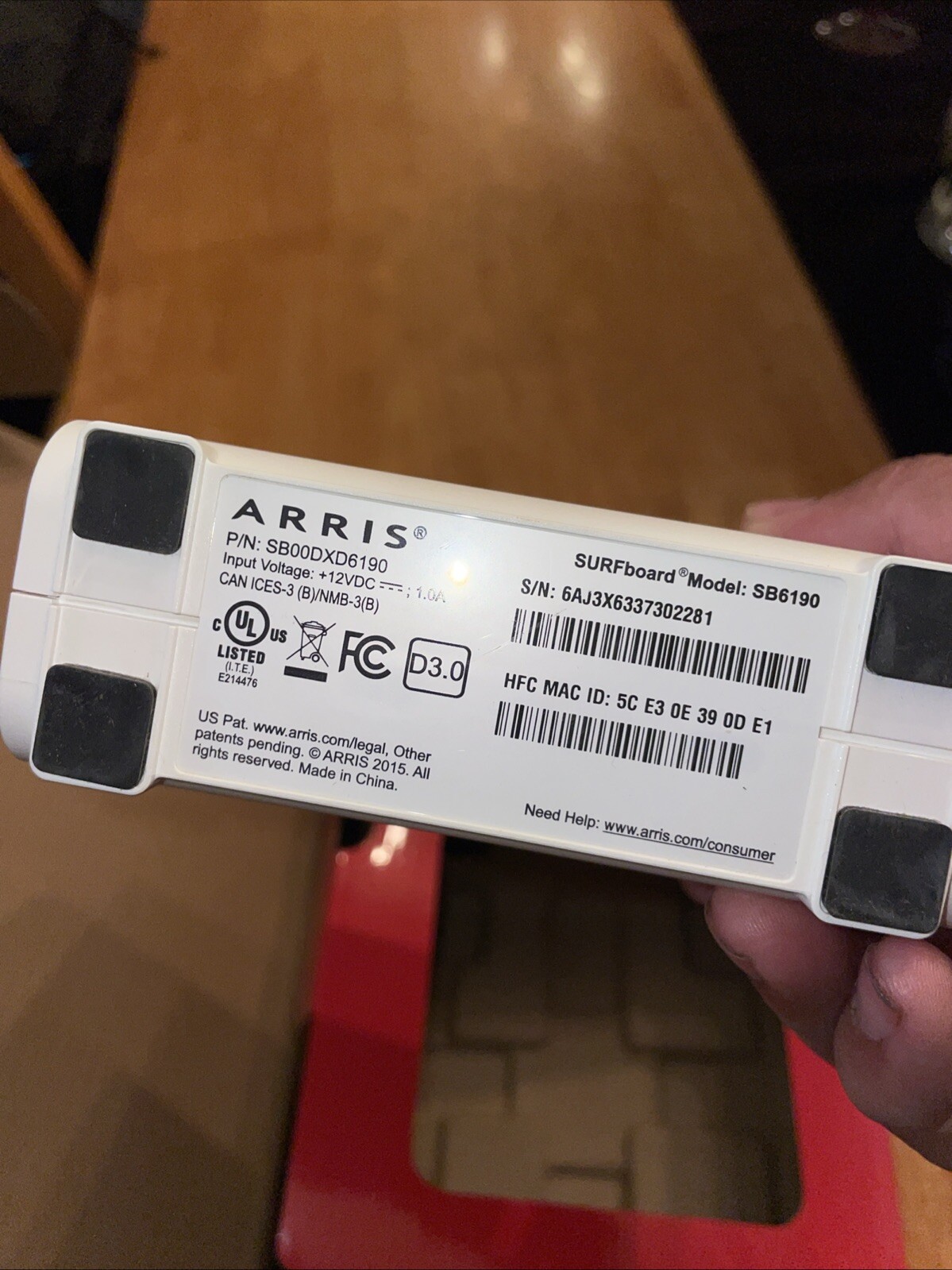 Arris Surf Board DOCSIS 3.0 CABLE MODEM SB6190
